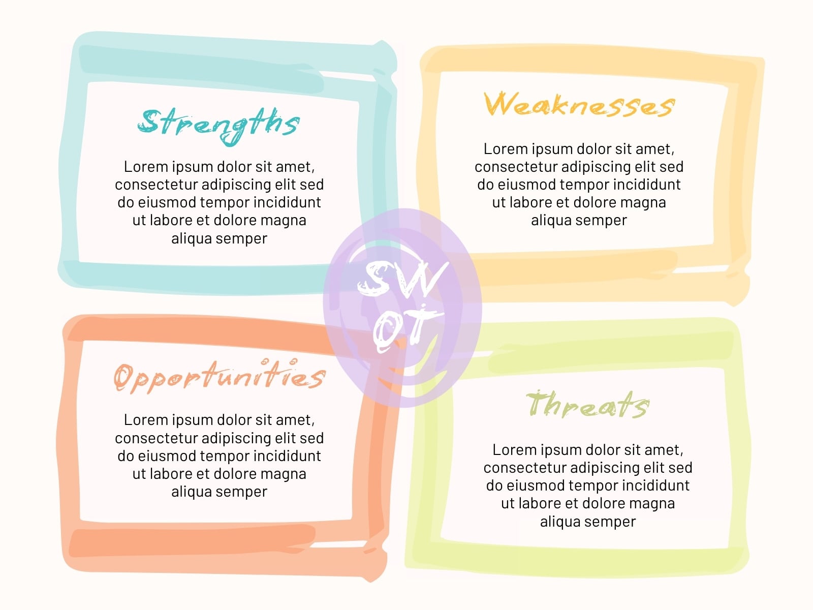 Fluorescent Neon Colorful Childish Playful SWOT Analysis Graph