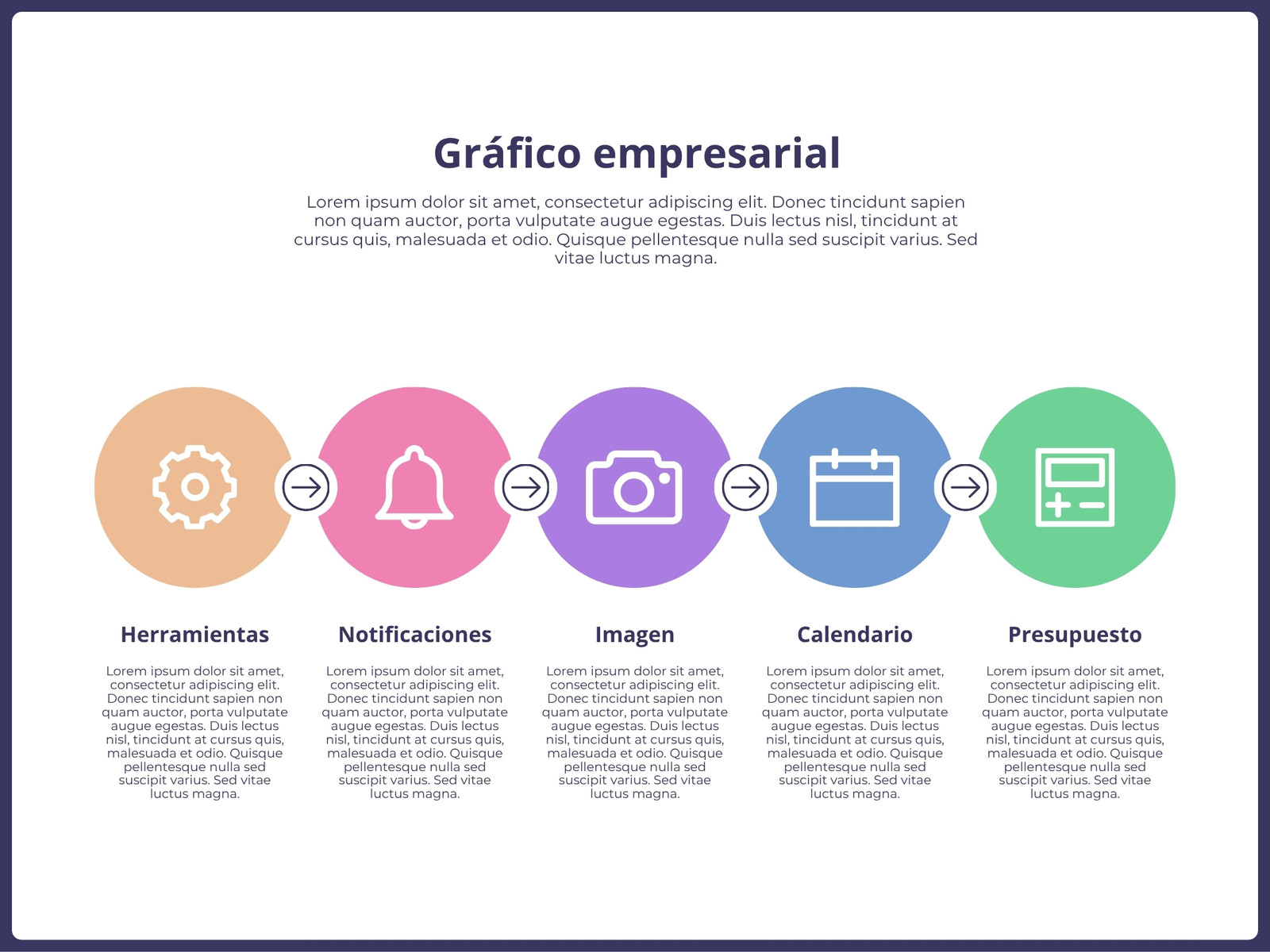 Gráfico Empresarial Iconos Moderno Rosa y Lila