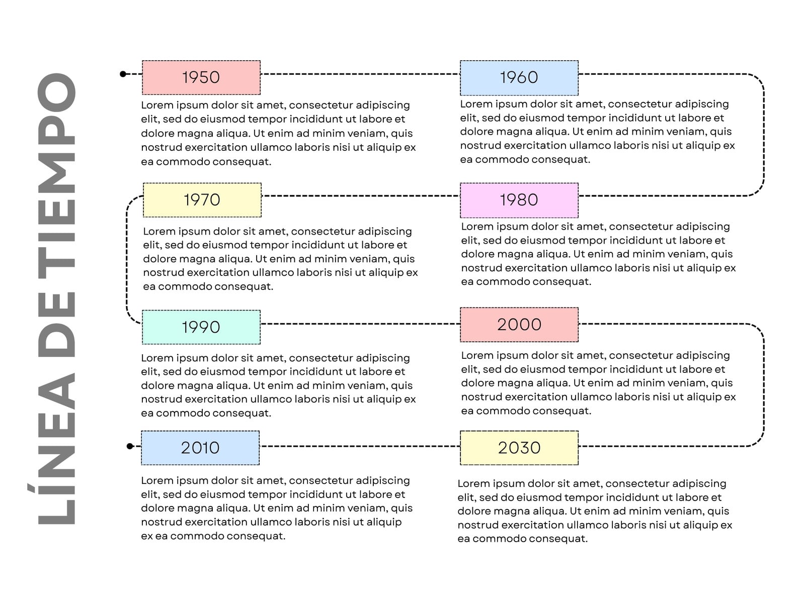 Grafico Linea de Tiempo Moderno Blanco