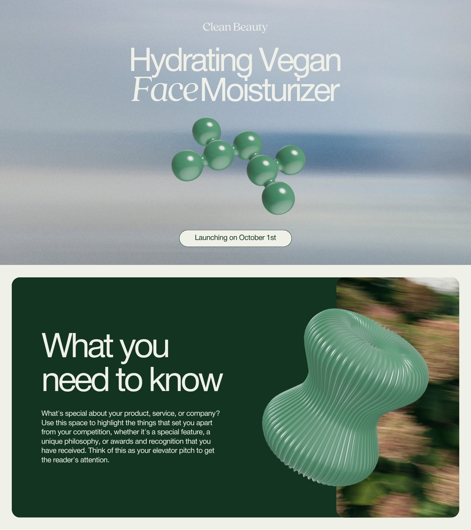 Product/Service Landing Page Website in Green Softly Grounded Style