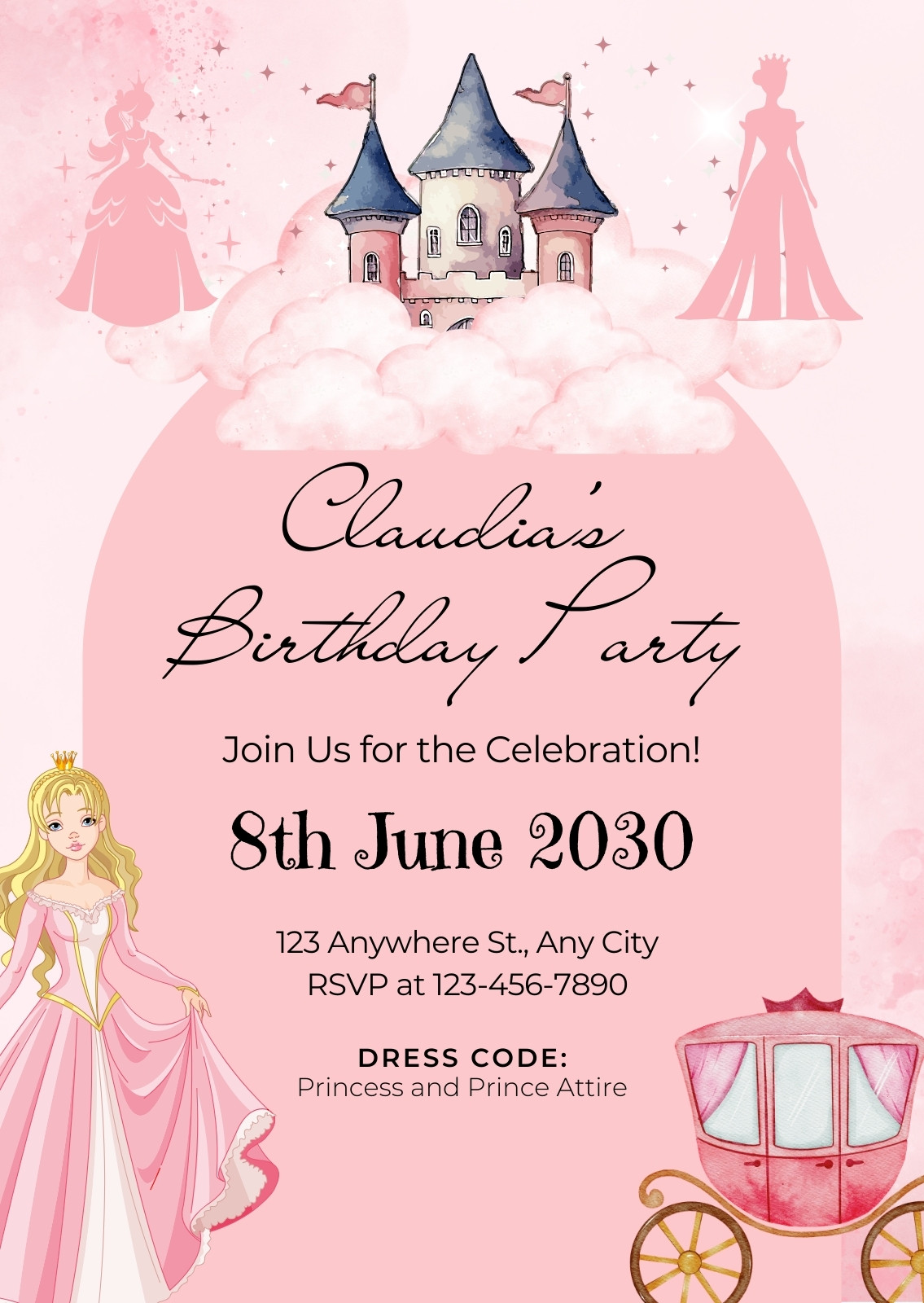 Page 5 - "Free customizable princess birthday invitation templates | Canva"