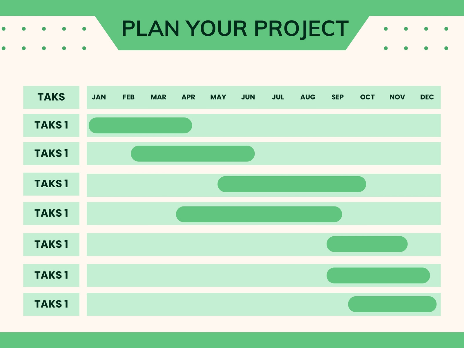 Green and Beige Simple Modern Project Plan Gantt Chart