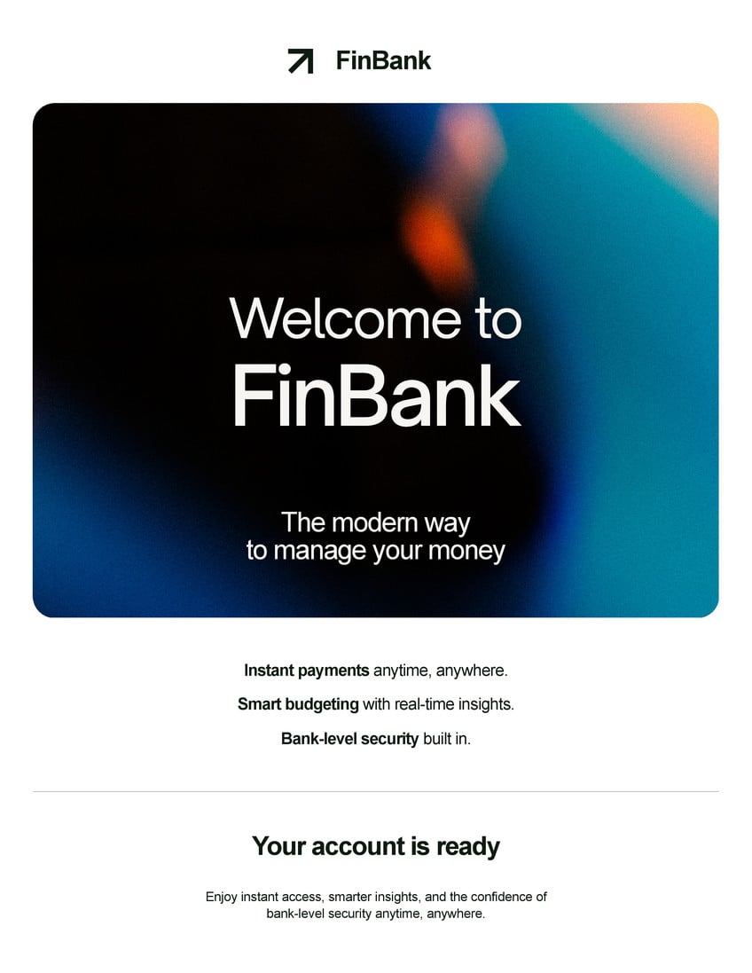 Financial Services Email in Black and White Teal Modern & Futuristic Style