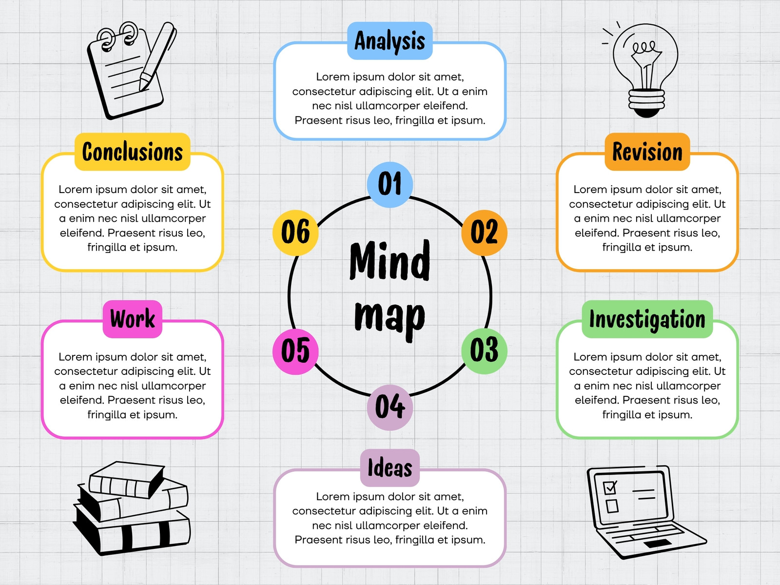 Colorful Grey Simple Creative Illustrated Circular Diagram Mind Map Graph