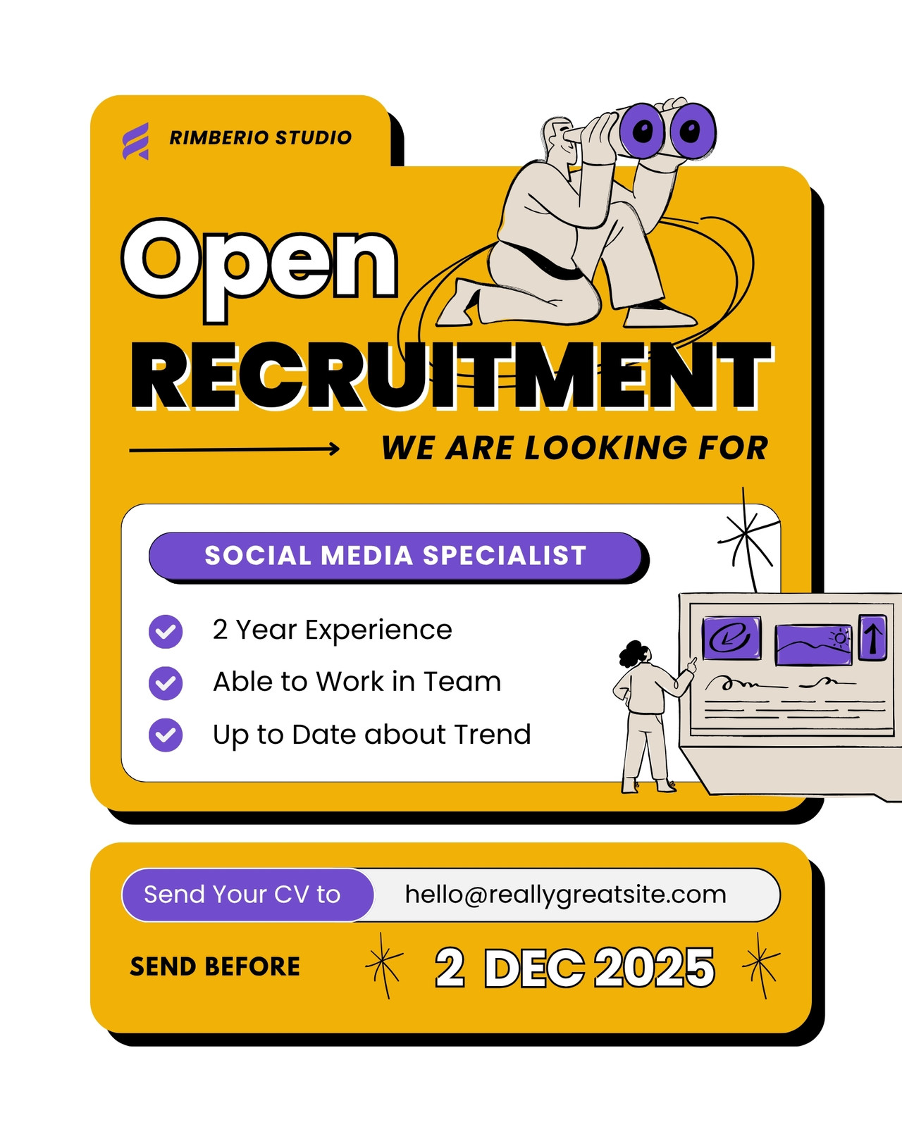 Yellow Recruiting Module Free and customizable recruitment templates