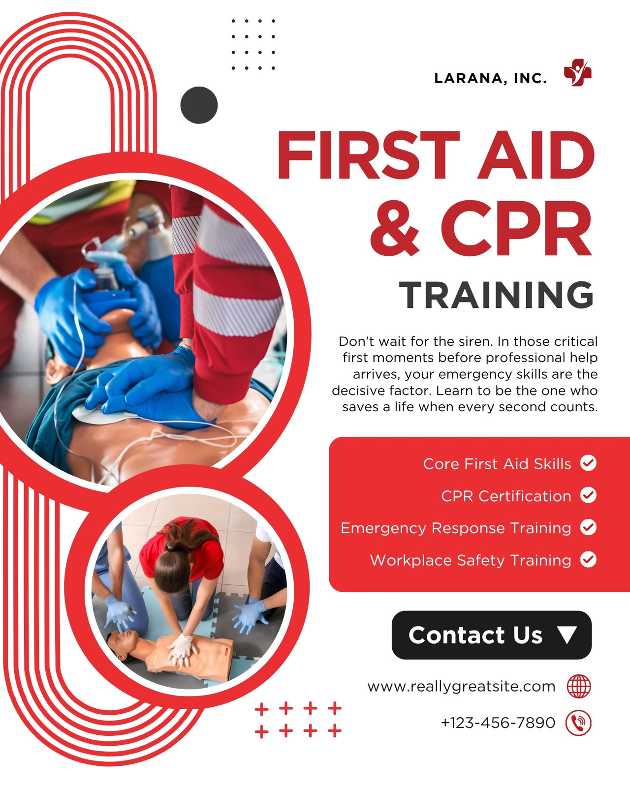Red and White Modern First Aid and CPR Training Instagram Post