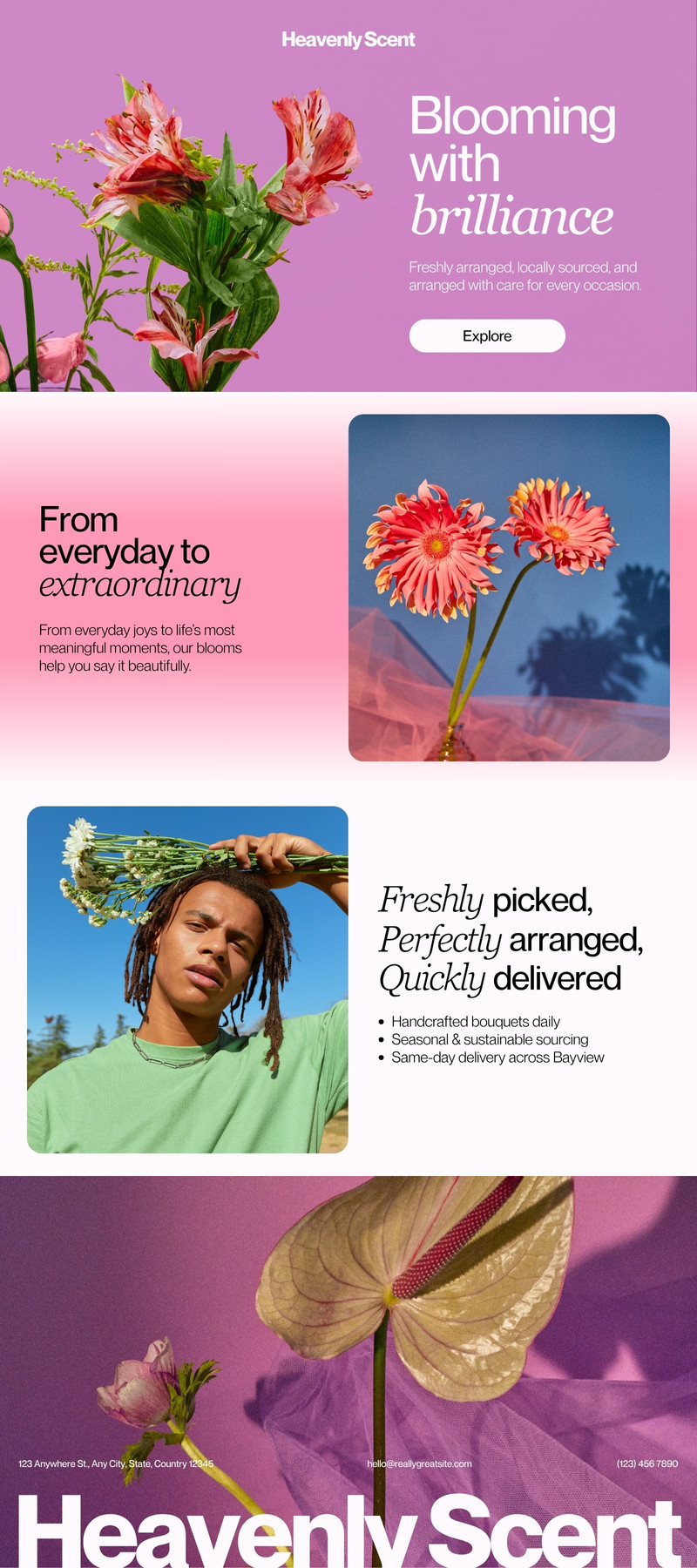 Retail Website in Purple Pink Black and White Bold & Poppy Style