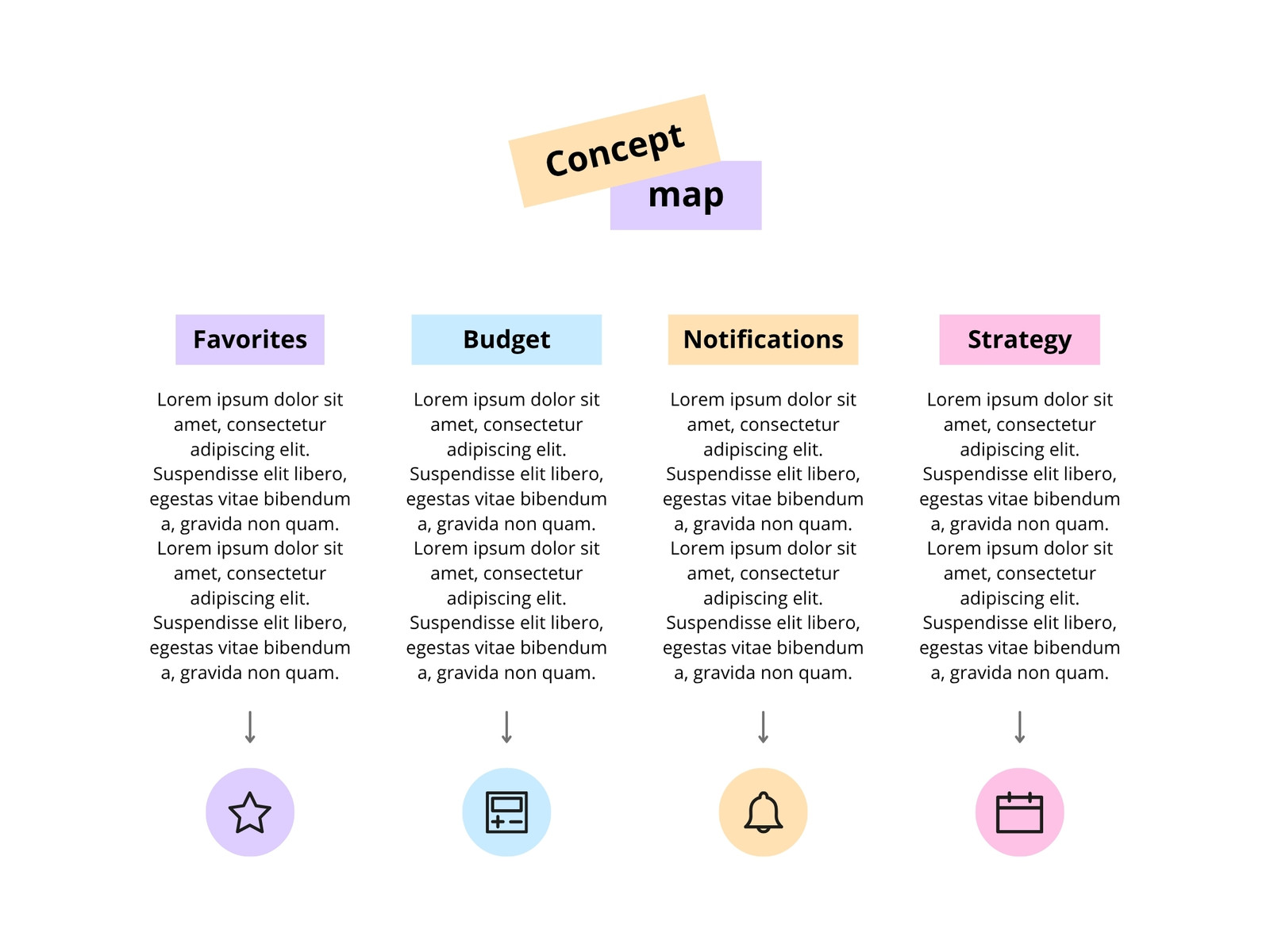 Colorful Creative Underlined Icons Concept Map