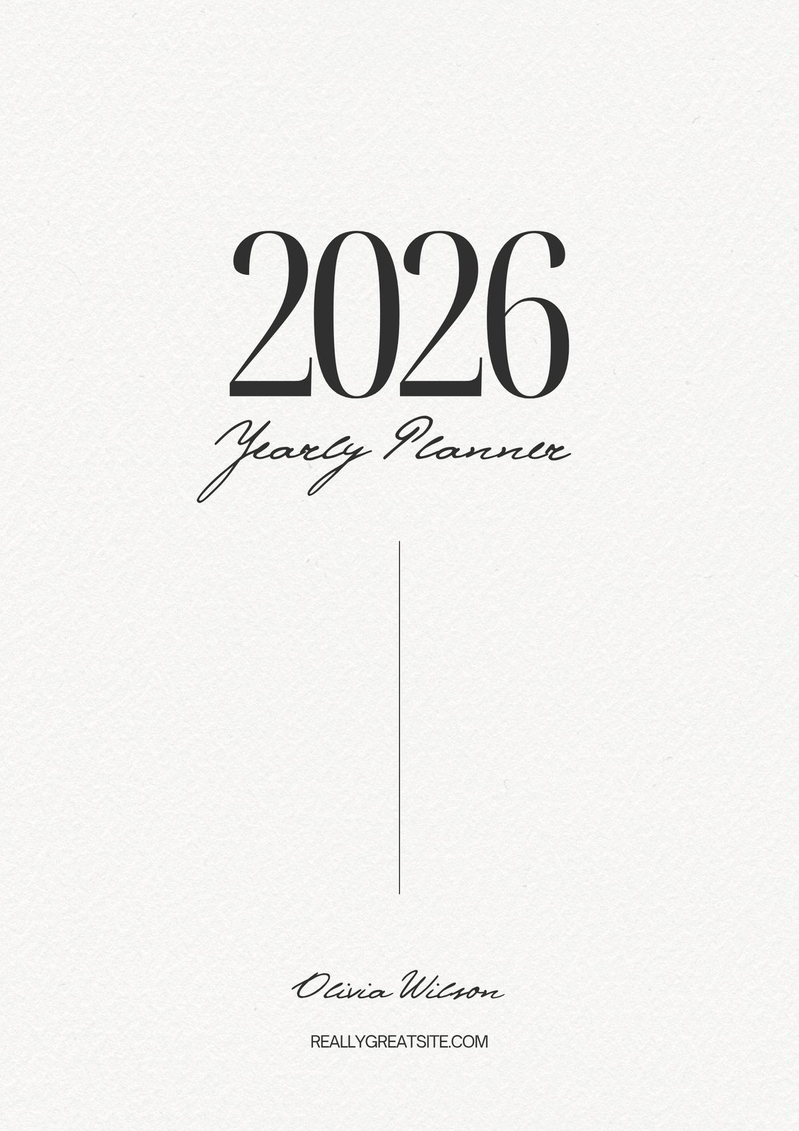 Black and White Simple 2026 Yearly Planner A4
