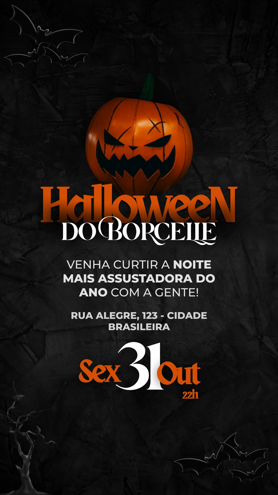 Story Festa de Halloween Assustador Preto e Laranja