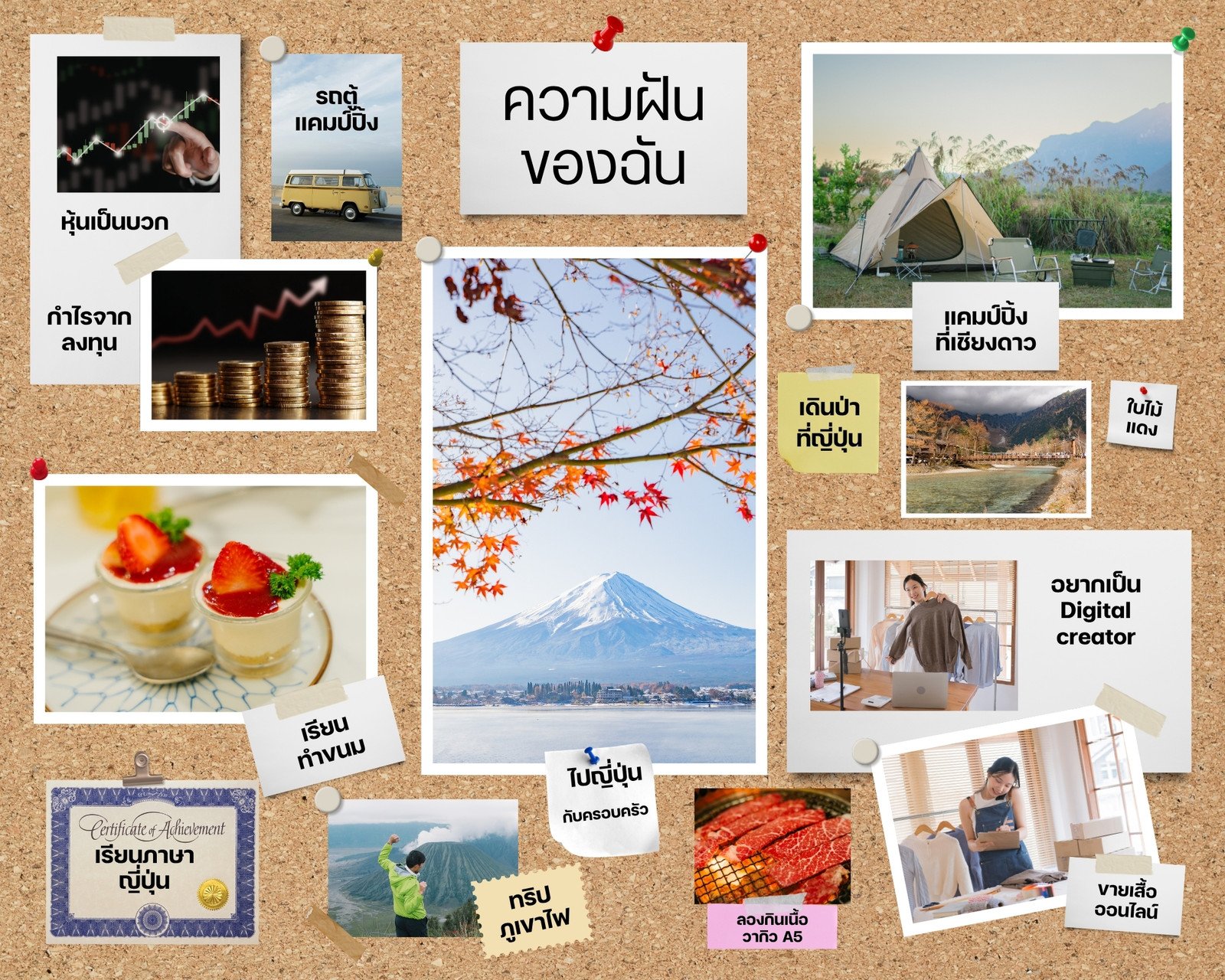 สีสัน สีน้ำตาล ทันสมัย เป้าหมาย ความฝันของฉัน คอลลาจภาพถ่าย