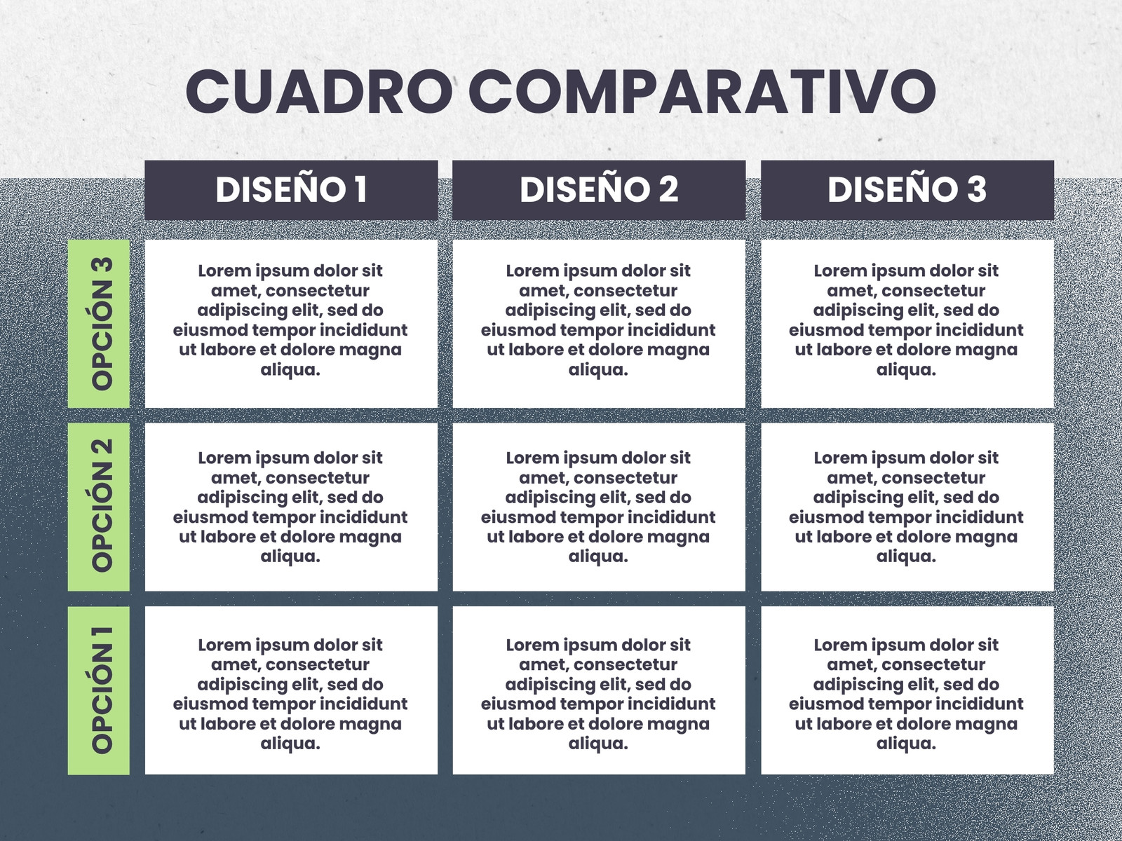 Cuadro Comparativo Profesional Corporativo Azul Verde