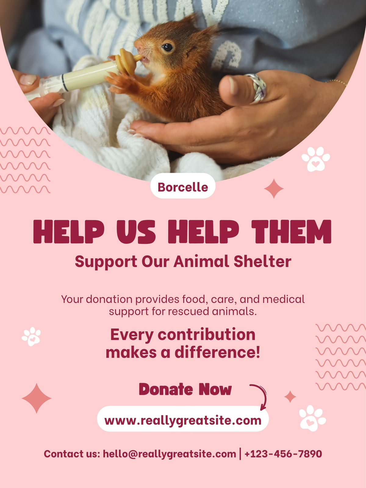 Pink And Burgundy Bold Animal Shelter Donation Instagram Post