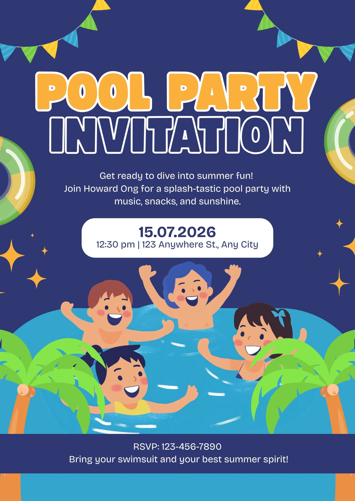 Free Printable Pool Party Birthday Invitations