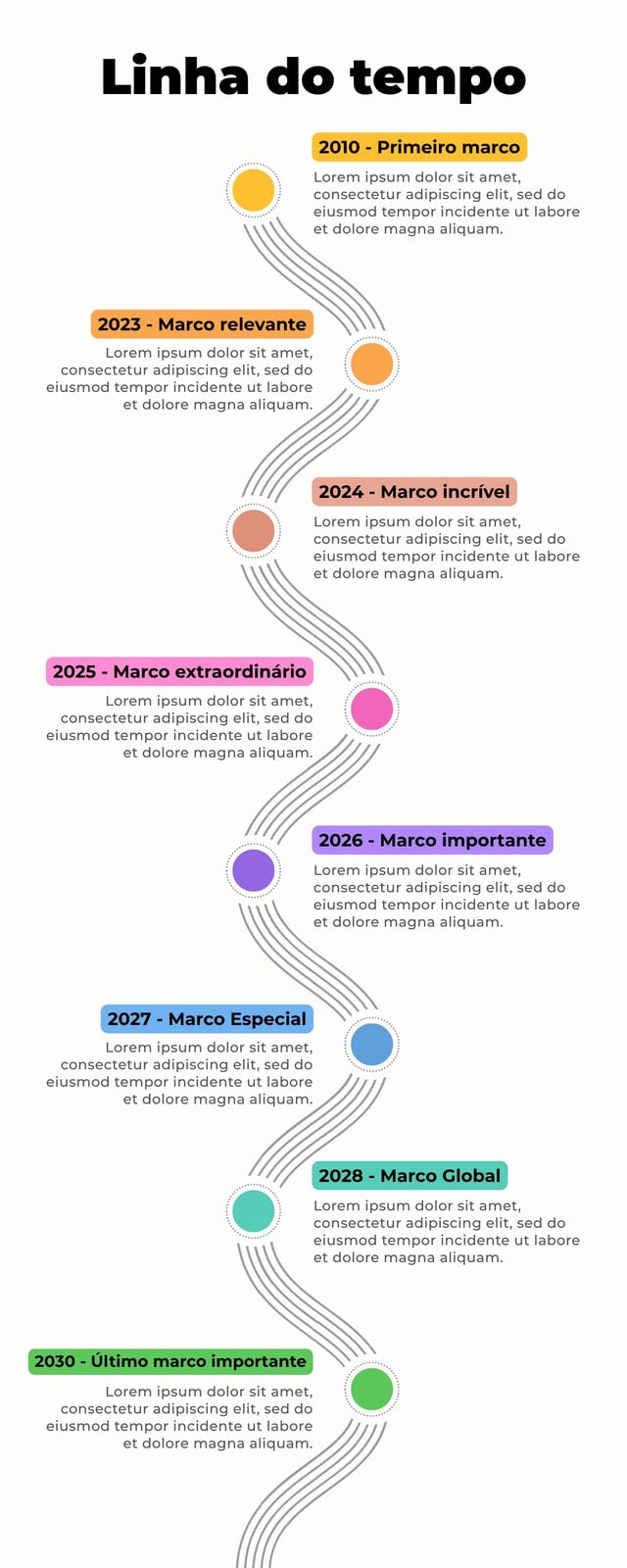 Infográfico de Linha do Tempo Moderna com Data Multicolorido