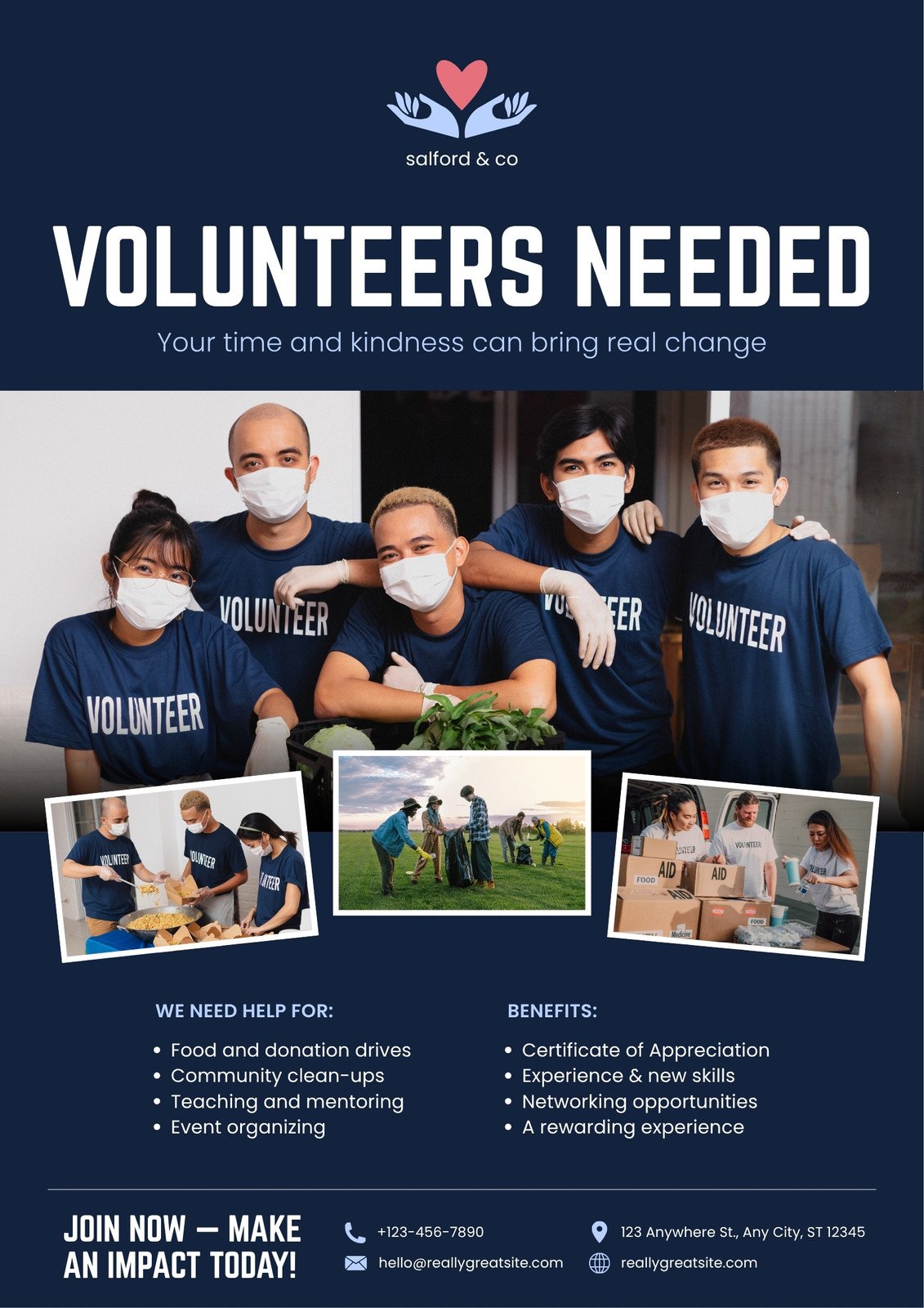 Blue Modern Volunteer Needed Poster