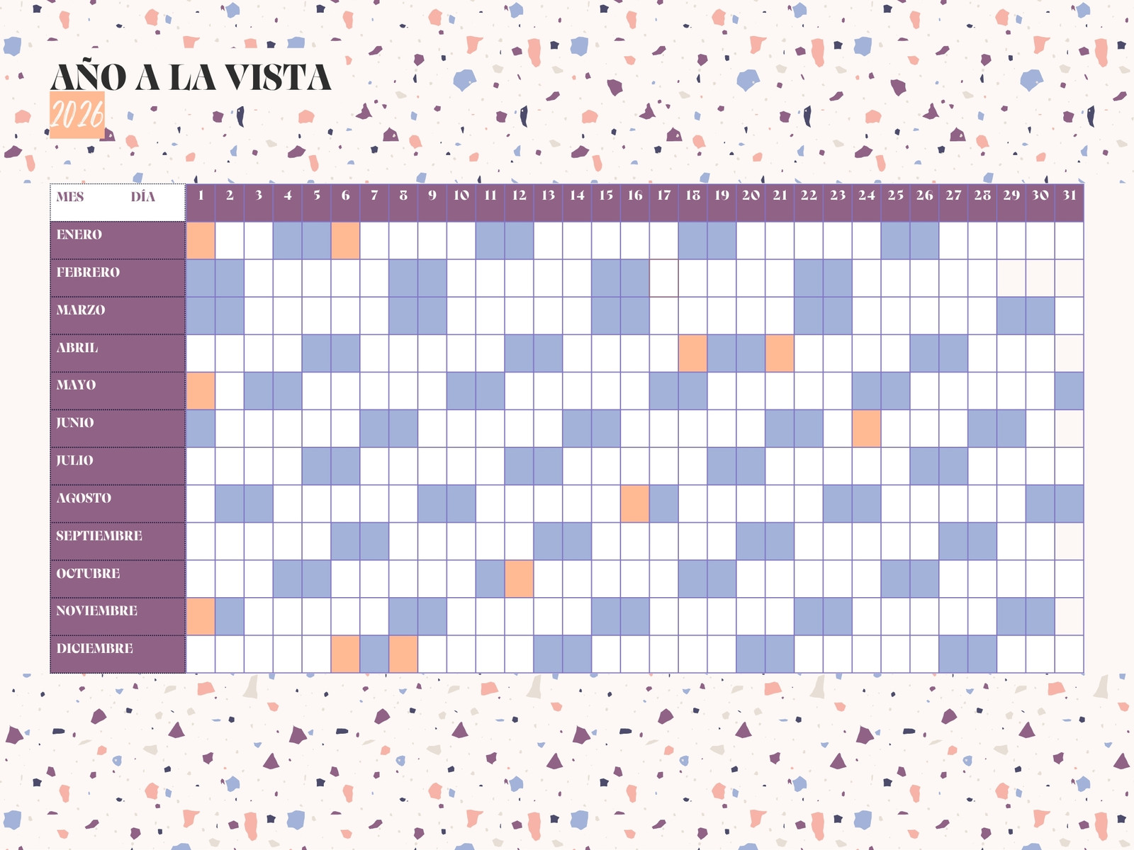 Gráfico A4 Calendario 2026 Planificador Cumpleaños minimalista moderno beige