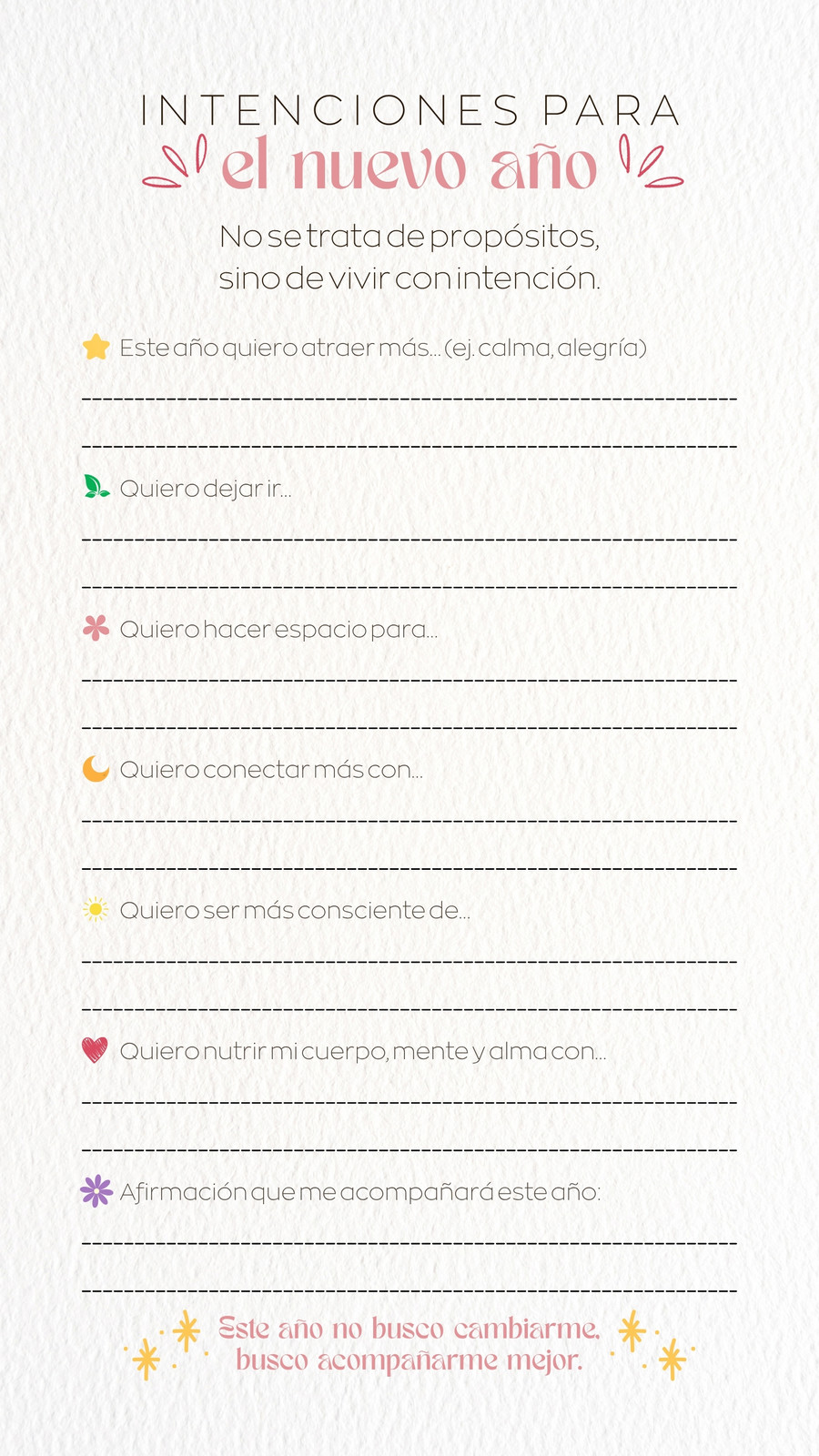 Lista Intenciones Año Nuevo Simple Rosa y Blanco