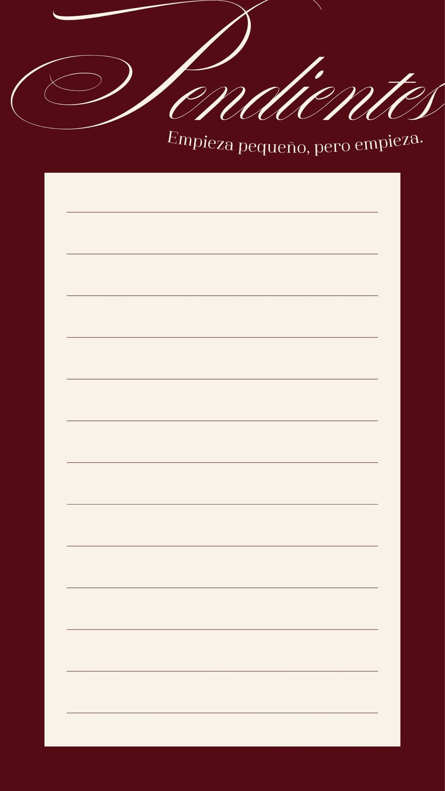 Lista de Pendientes Tipográfico Elegante Rojo y Beige