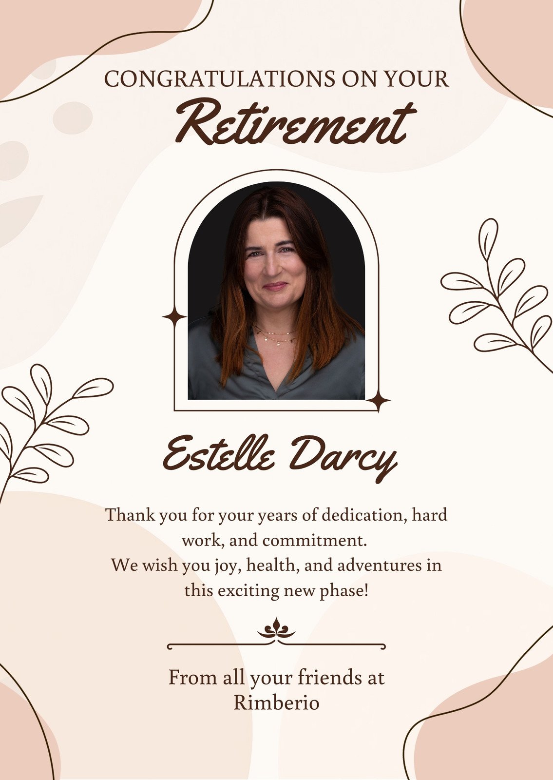 Brown and Beige Simple Floral Congratulations Retirement Card