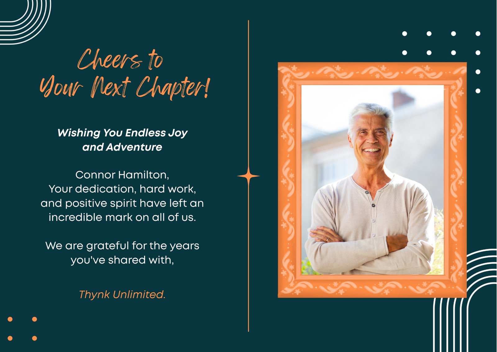 Green and Orange Modern Happy Retirement Card