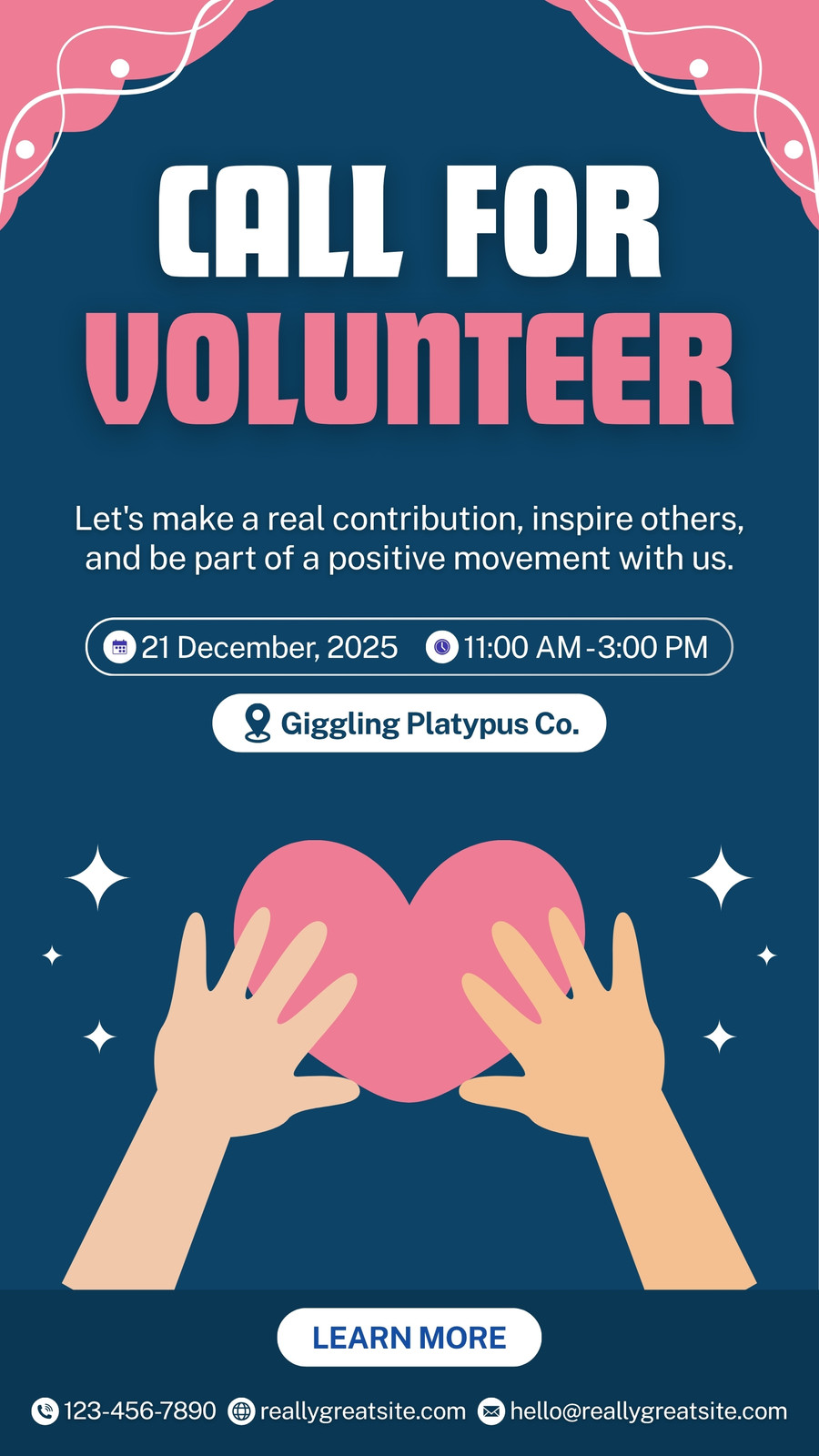 Pink and White Illustrated Call For Volunteer Instagram Story