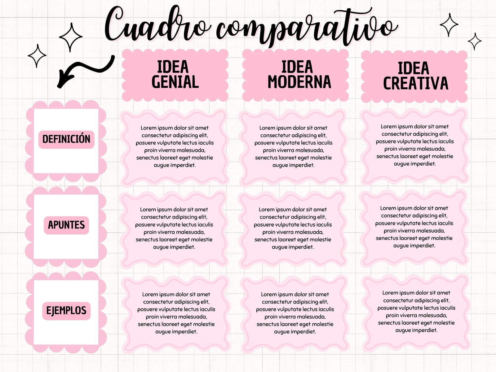 Gráfica Cuadro Comparativo Ilustrativo Simple Rosa