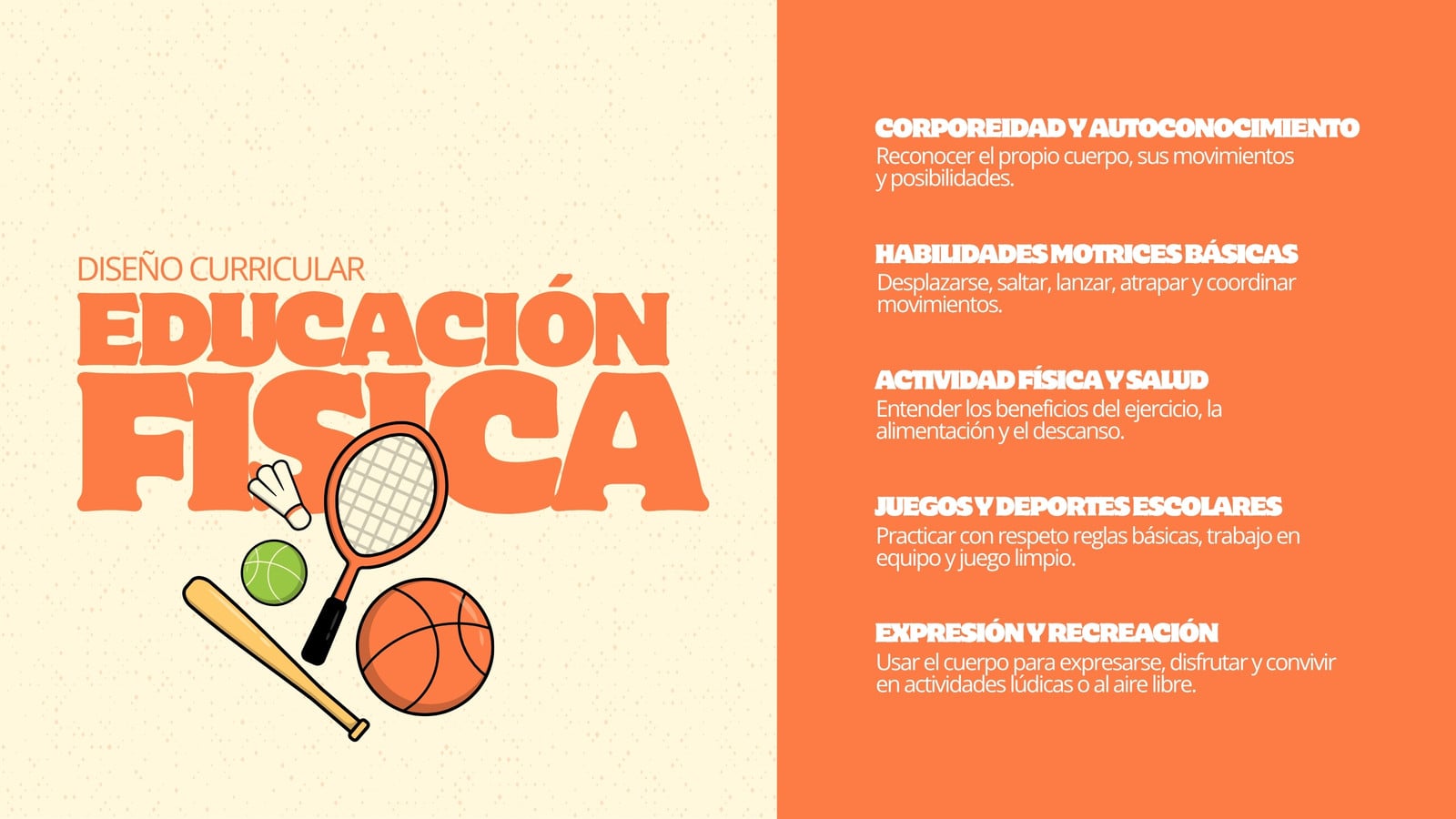 Lluvia de ideas de diseño curricular de Educación Física ilustrativo naranja y amarillo