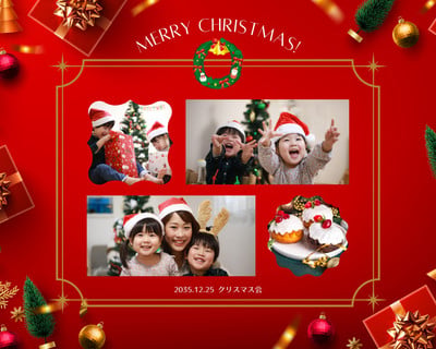 クリスマスフォトコラージュテンプレートでおしゃれなデザインを無料で
