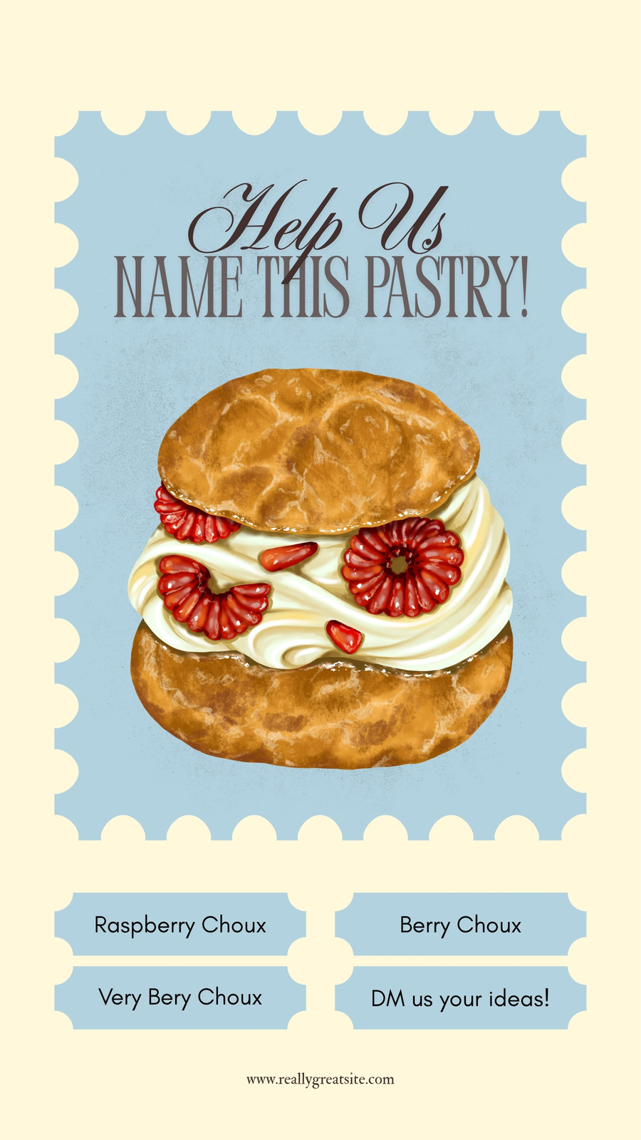 Blue Vintage Help Us Name This Pastry Instagram Story