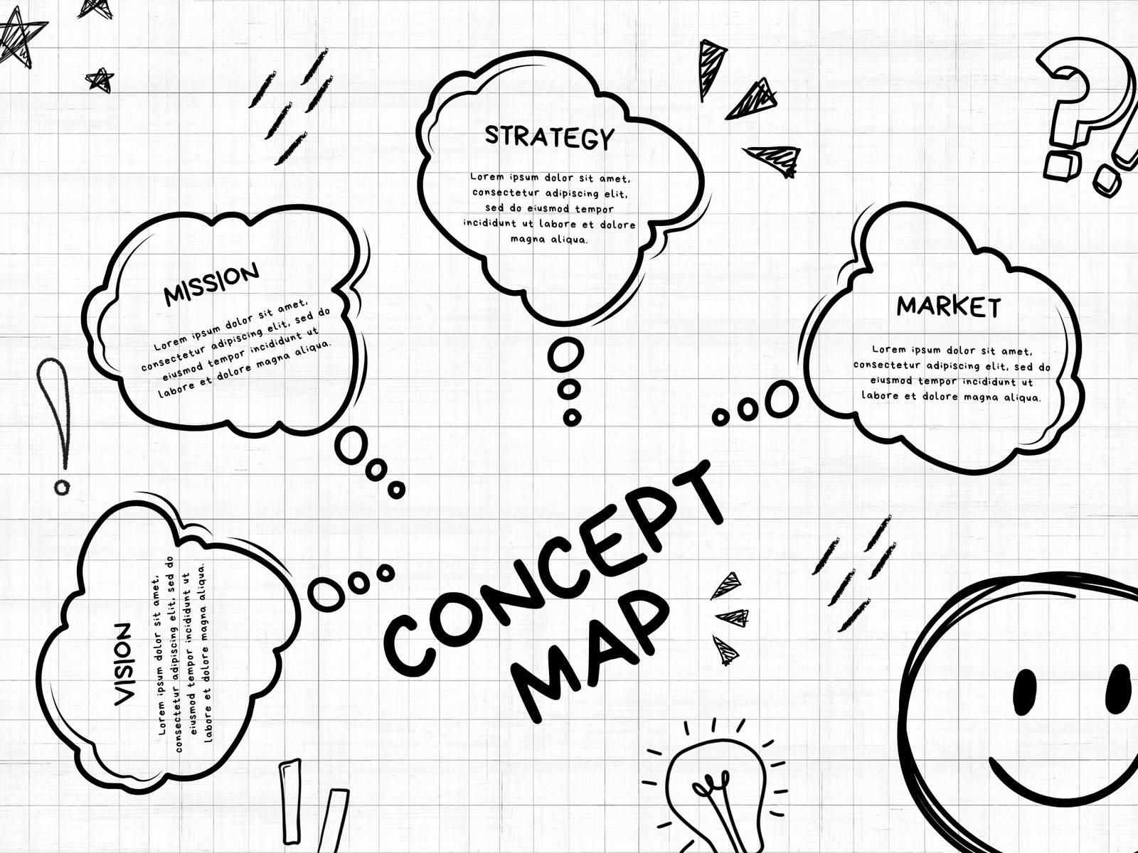 Black and White Sketch Doodle Mind Map Graph