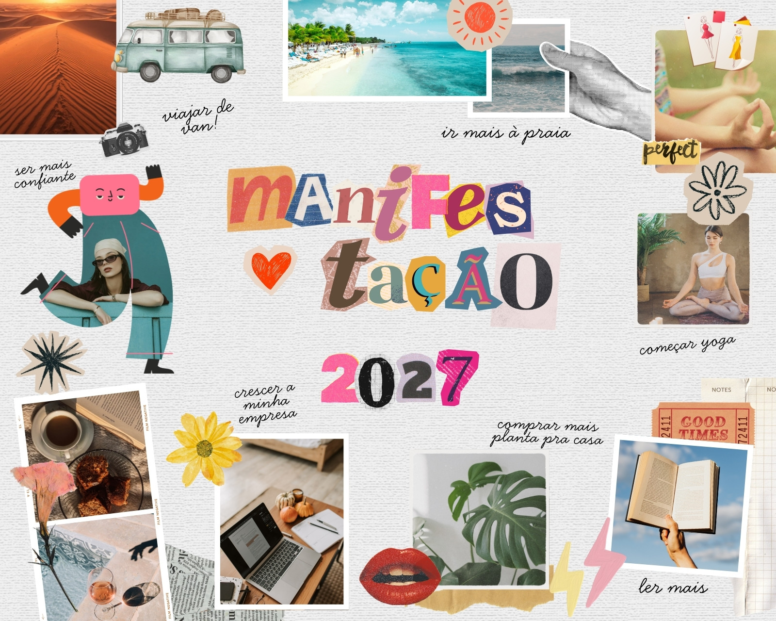 Multicolorido Colagem Recortes Manifestação para Ano Novo Montagem de Fotos