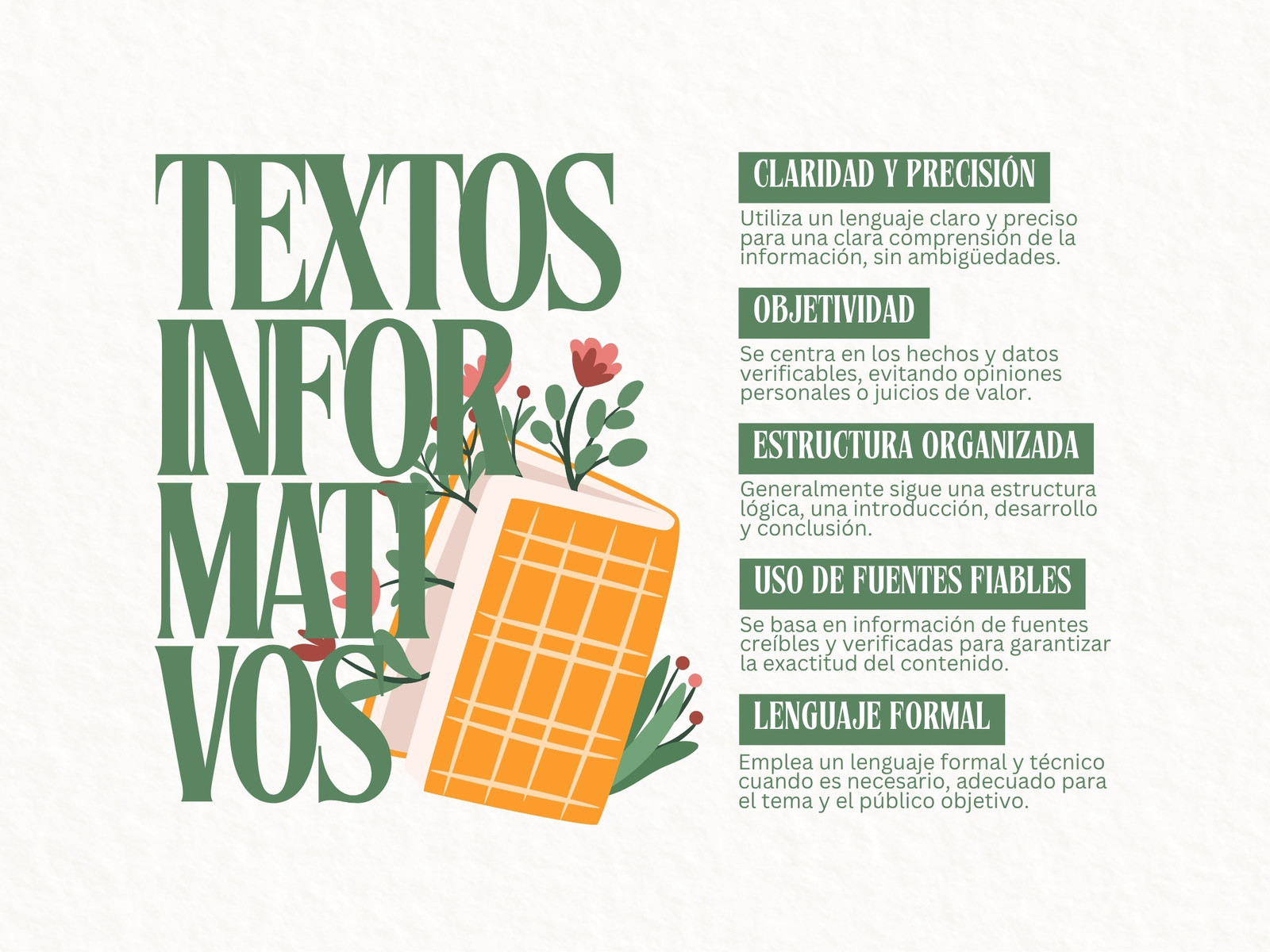 Gráfica de textos informativos ilustrativo verde