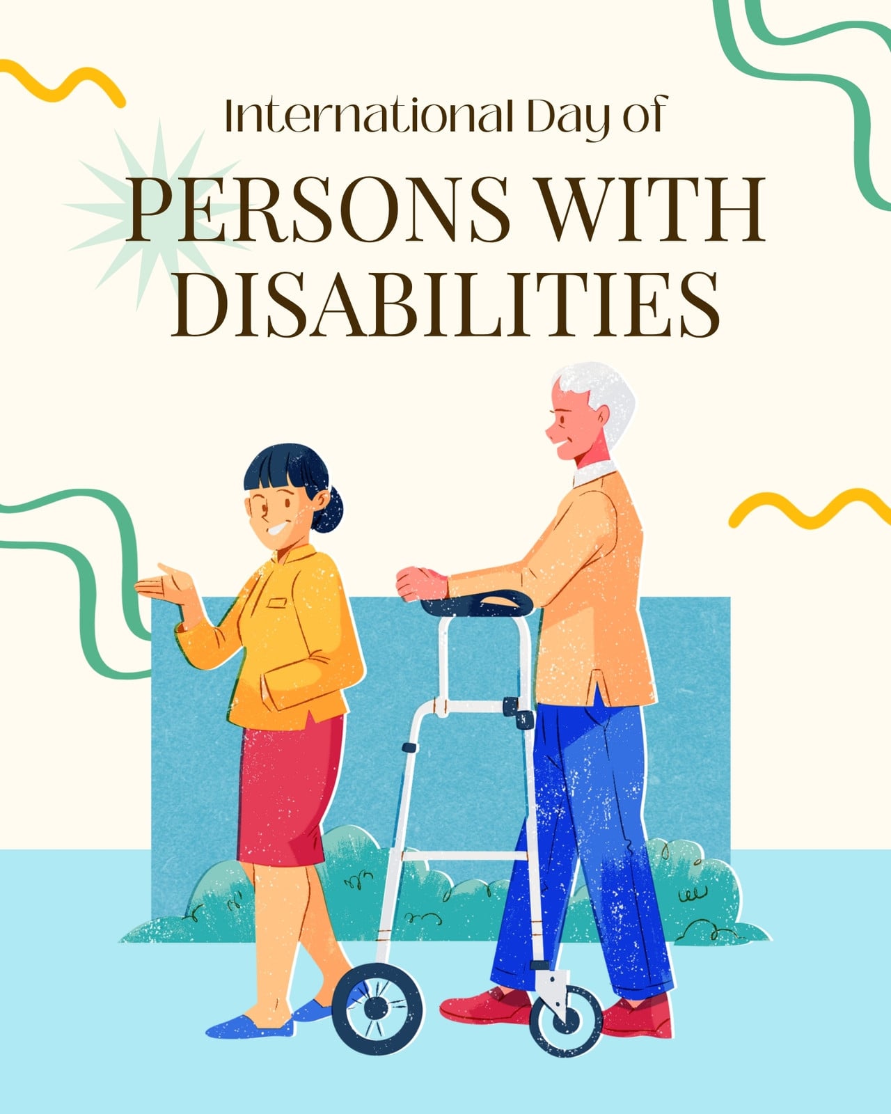 Yellow and Blue Illustrated Persons With Disabilities Instagram Post