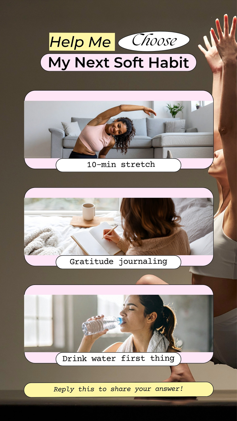 Pink and Yellow Minimalist Handwritten Help Me Choose My Next Soft Habit Your Story