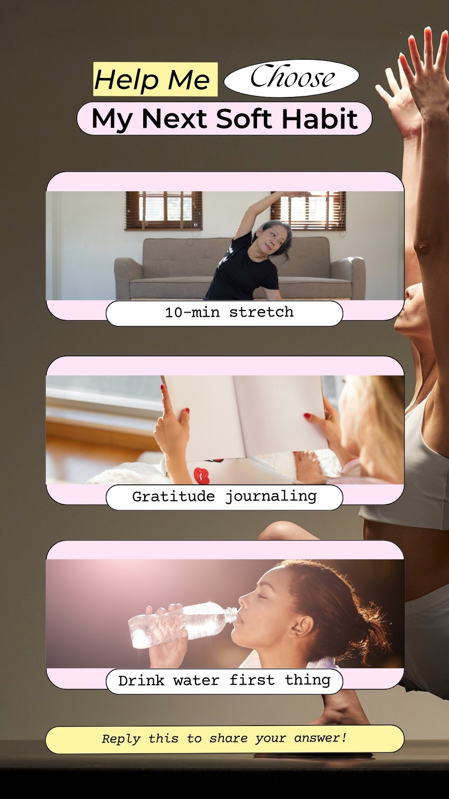 Pink and Yellow Minimalist Handwritten Help Me Choose My Next Soft Habit Your Story