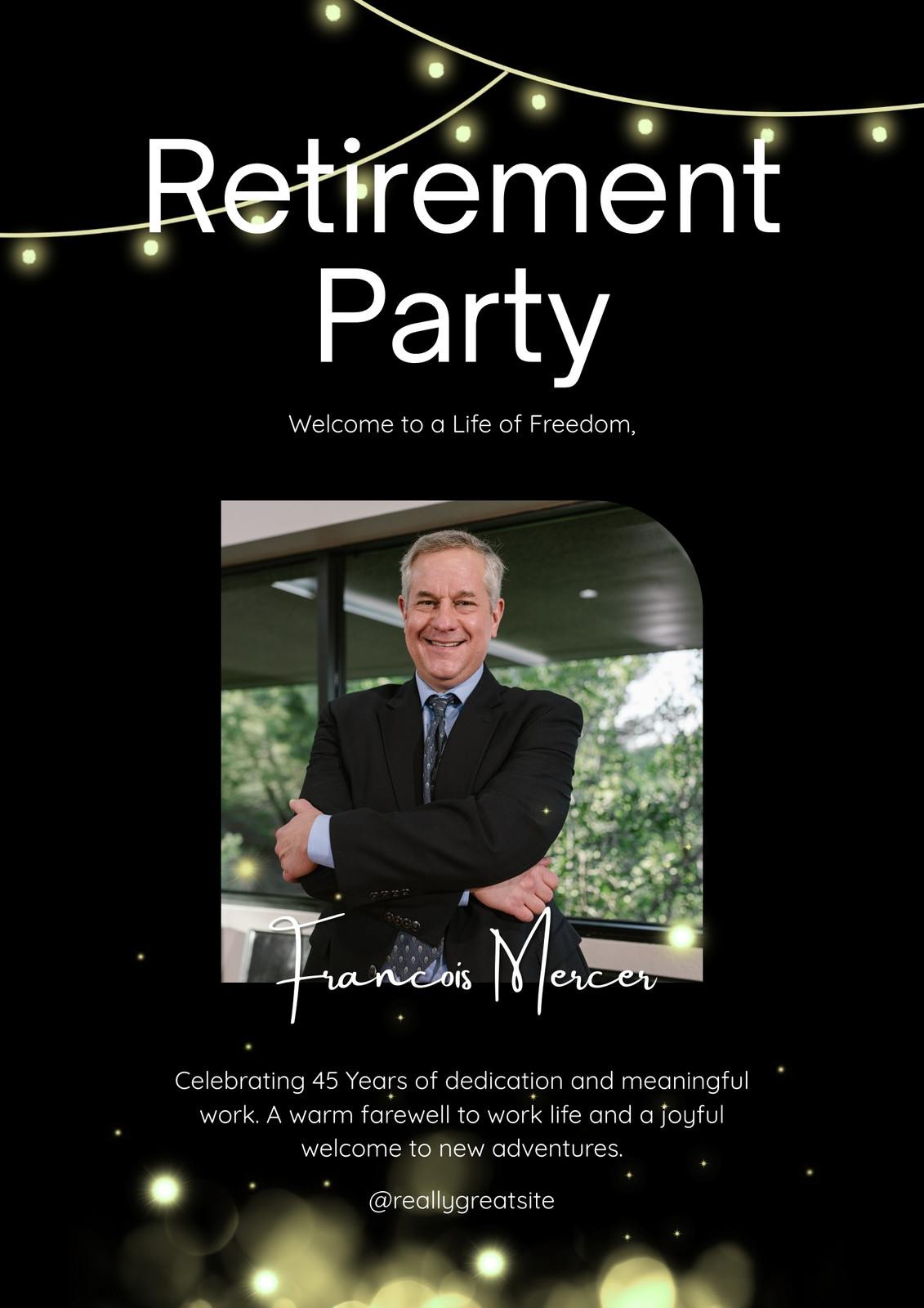Black and White Simple Retirement Party Flyer