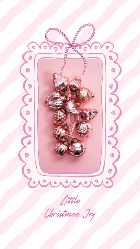 Playful Delicate Christmas Joy Photo Phone Wallpaper Canva template, pink