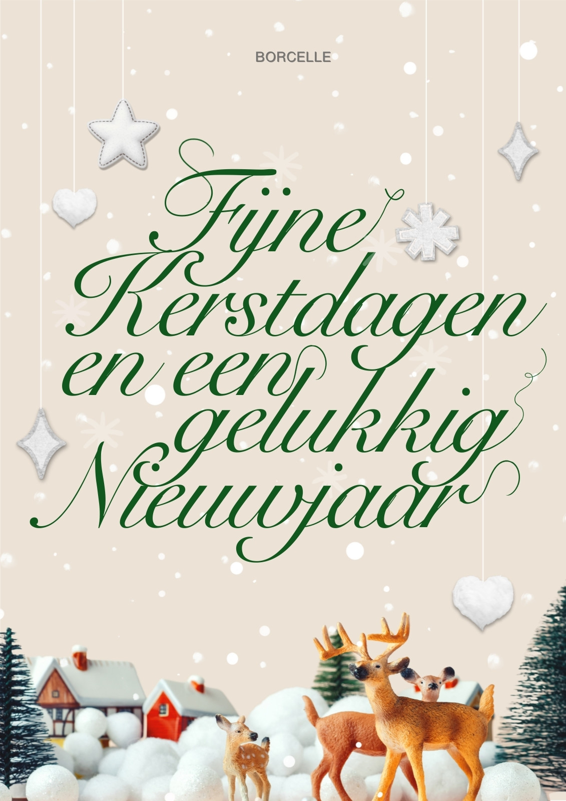 Wit en Groen Speels Kerst Poster