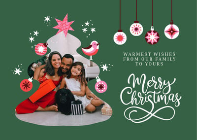Playful Greeting Holiday Family Christmas Card Canva template, green