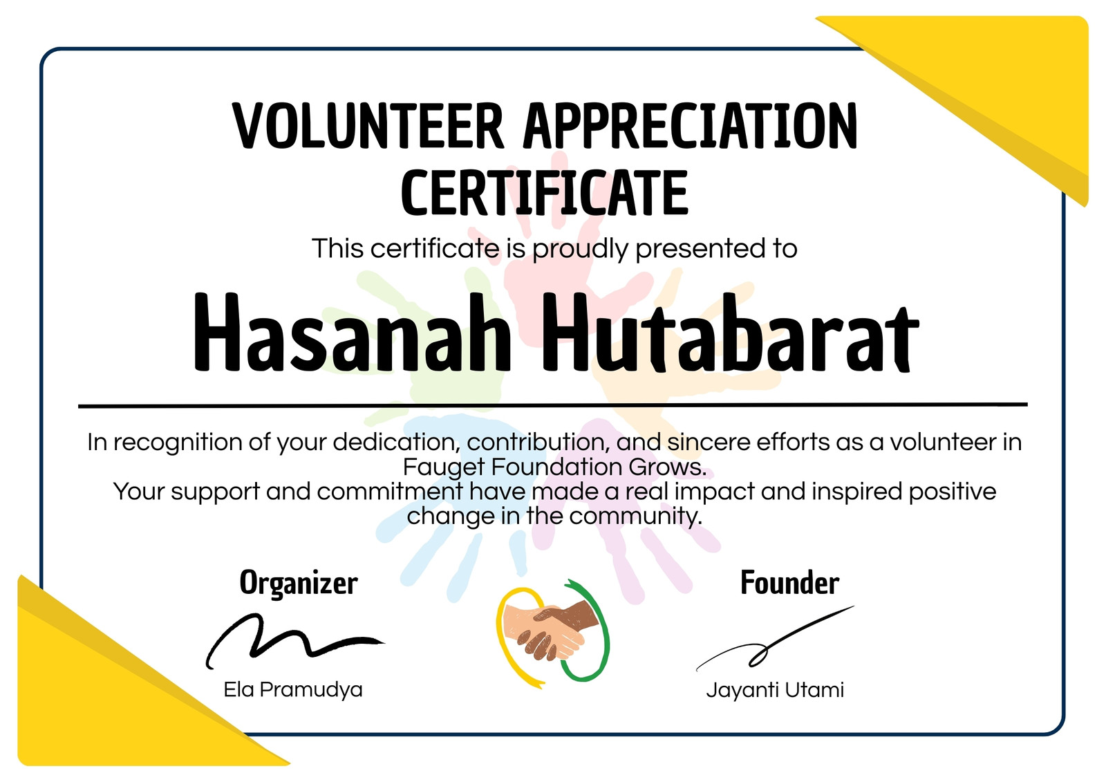 White and Yellow Simple Modern Volunter Certificate a4