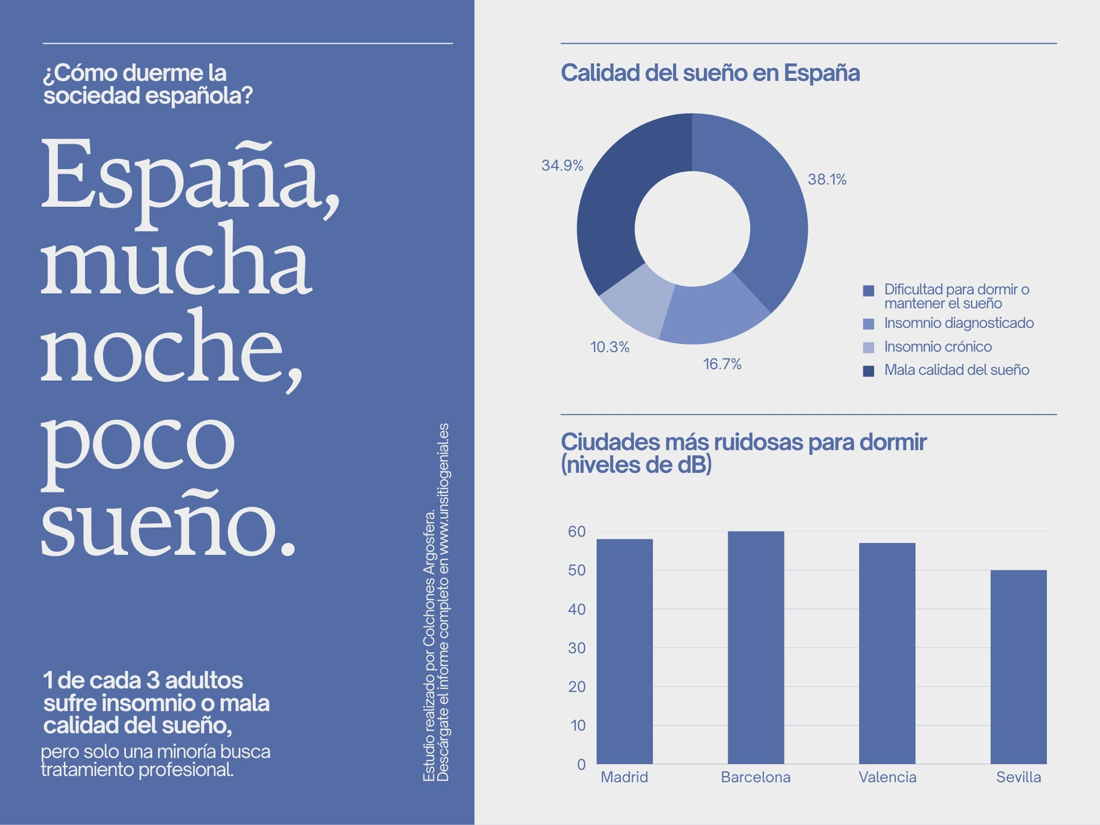 Gráfico en Azul marino y Gris de estilo Minimalista Conceptual sobre Tratamiento de sueño