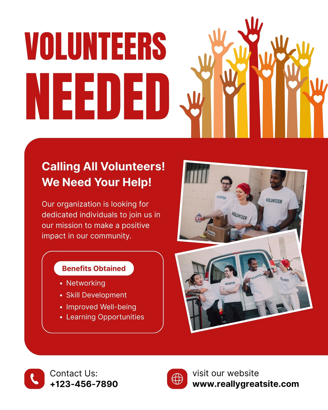 Red And White Modern Volunteers Needed Instagram Post