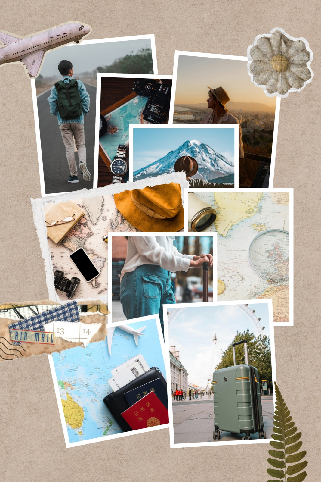 Cokelat dan krem Minimalis Foto Perjalanan Photo Collage