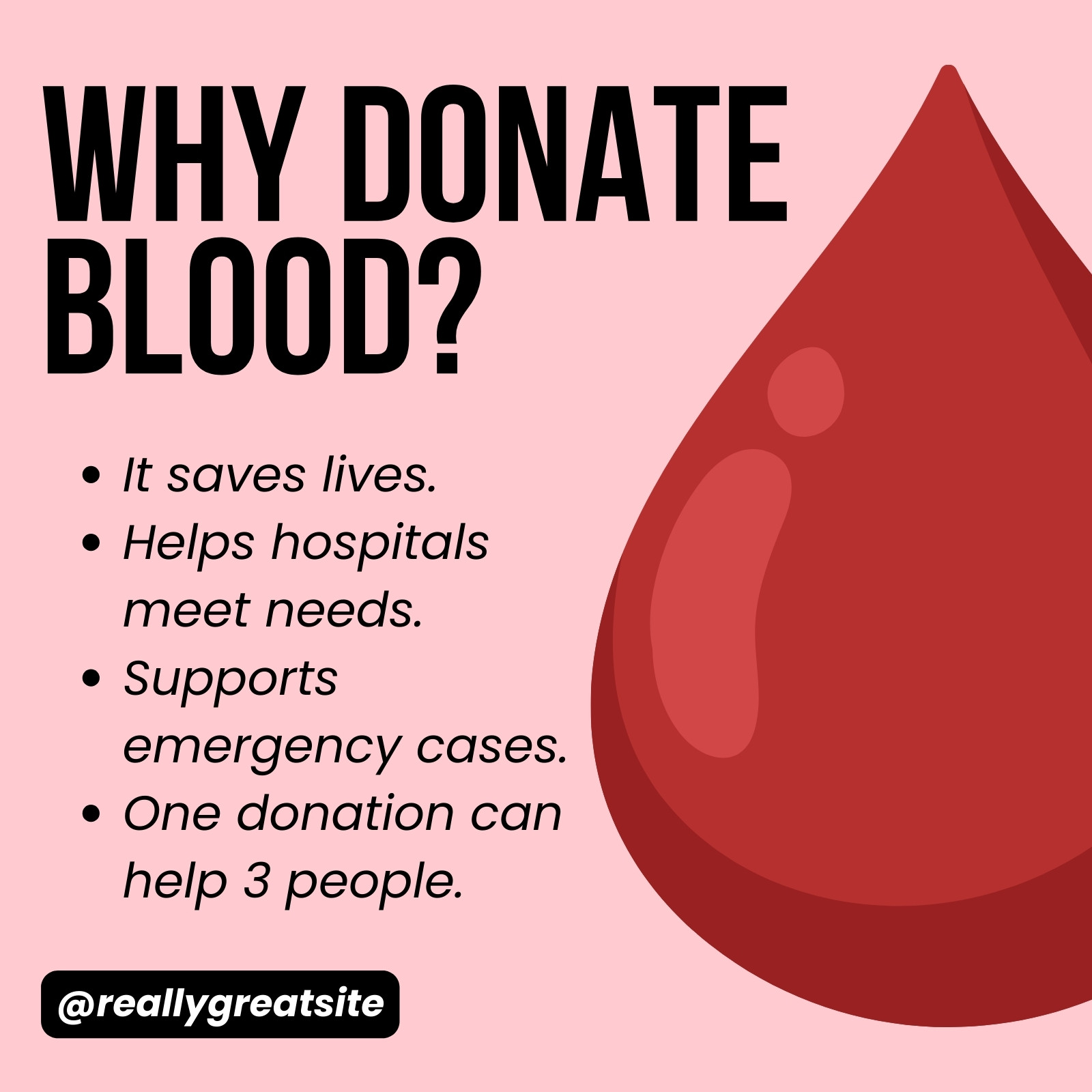Black and Red Blood Donation Instagram Post