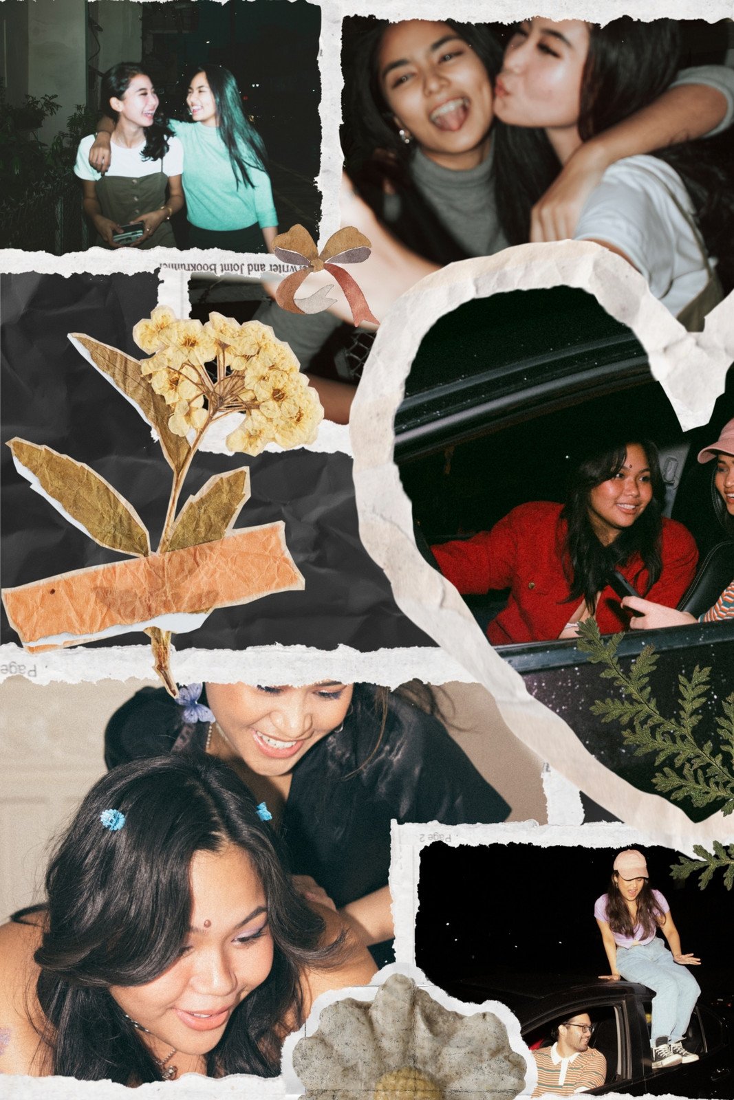 Krem dan Hitam Minimalis Momen Bersama Teman Photo Collage