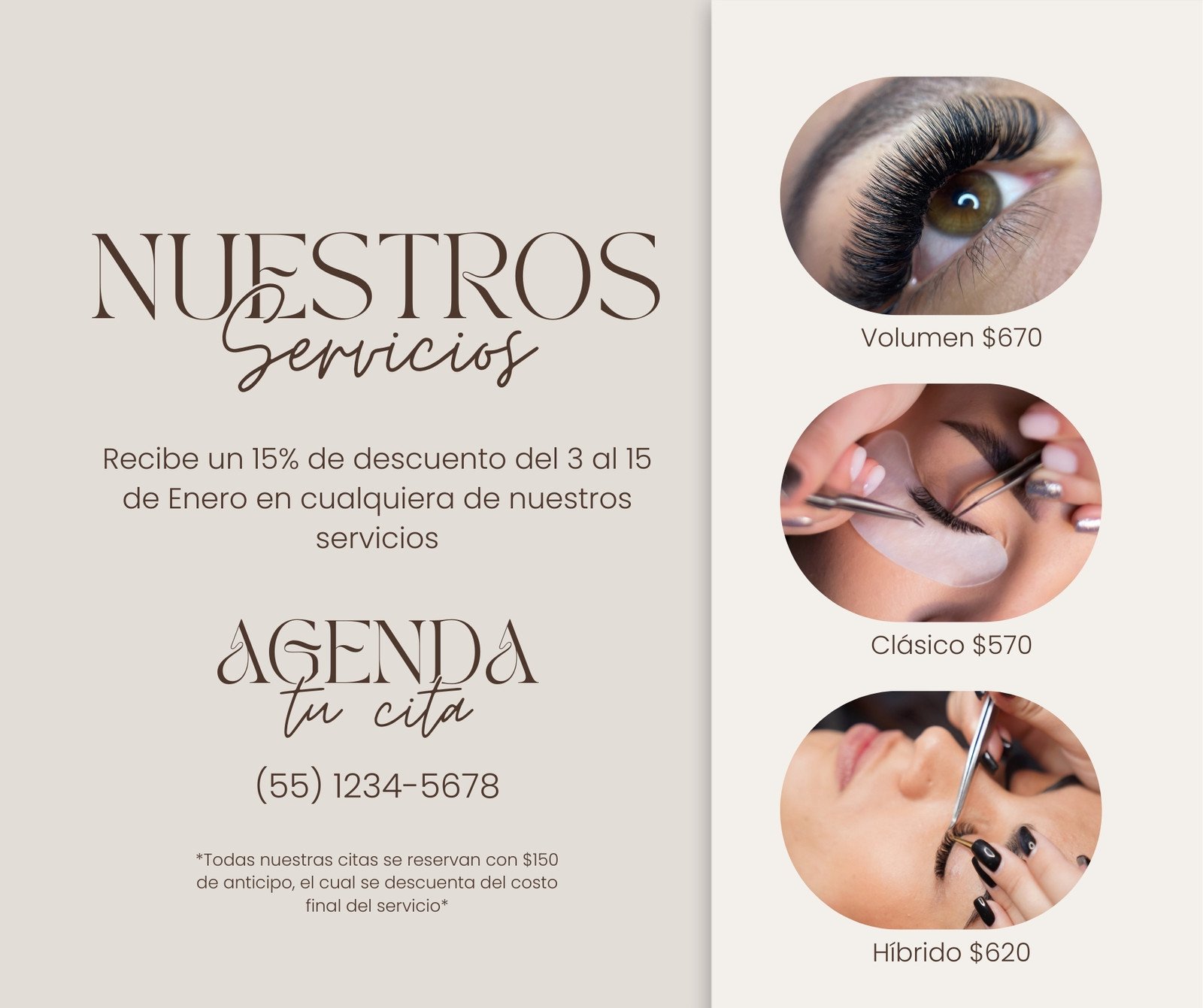 Post de Facebook Promoción Servicio de Belleza Moderno Beige