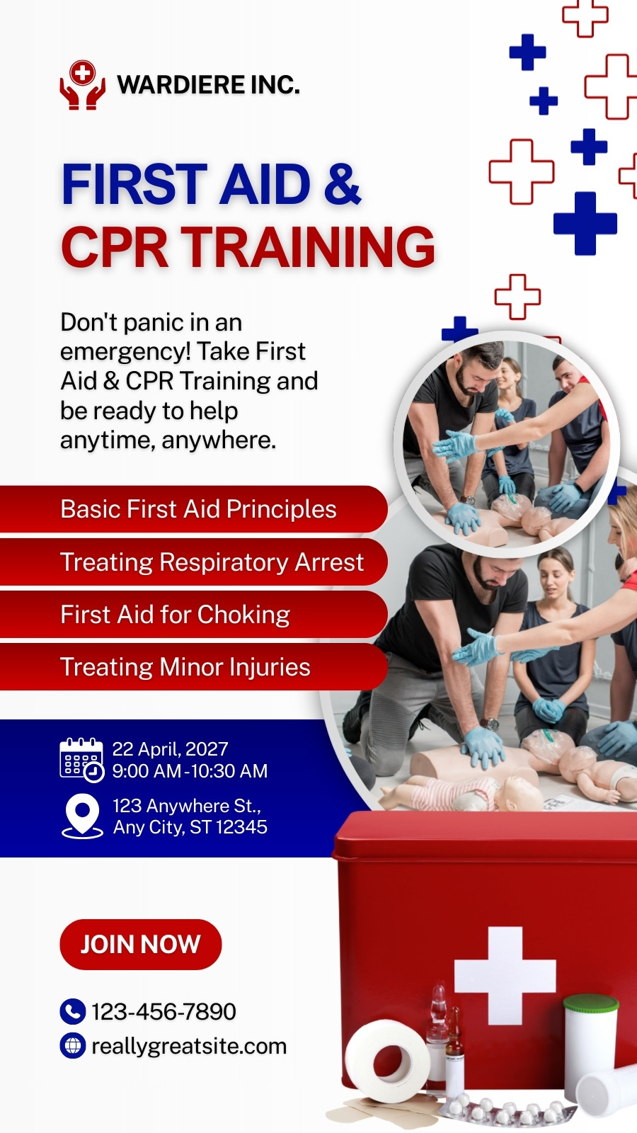 Red and Blue Modern First Aid Training Your Story