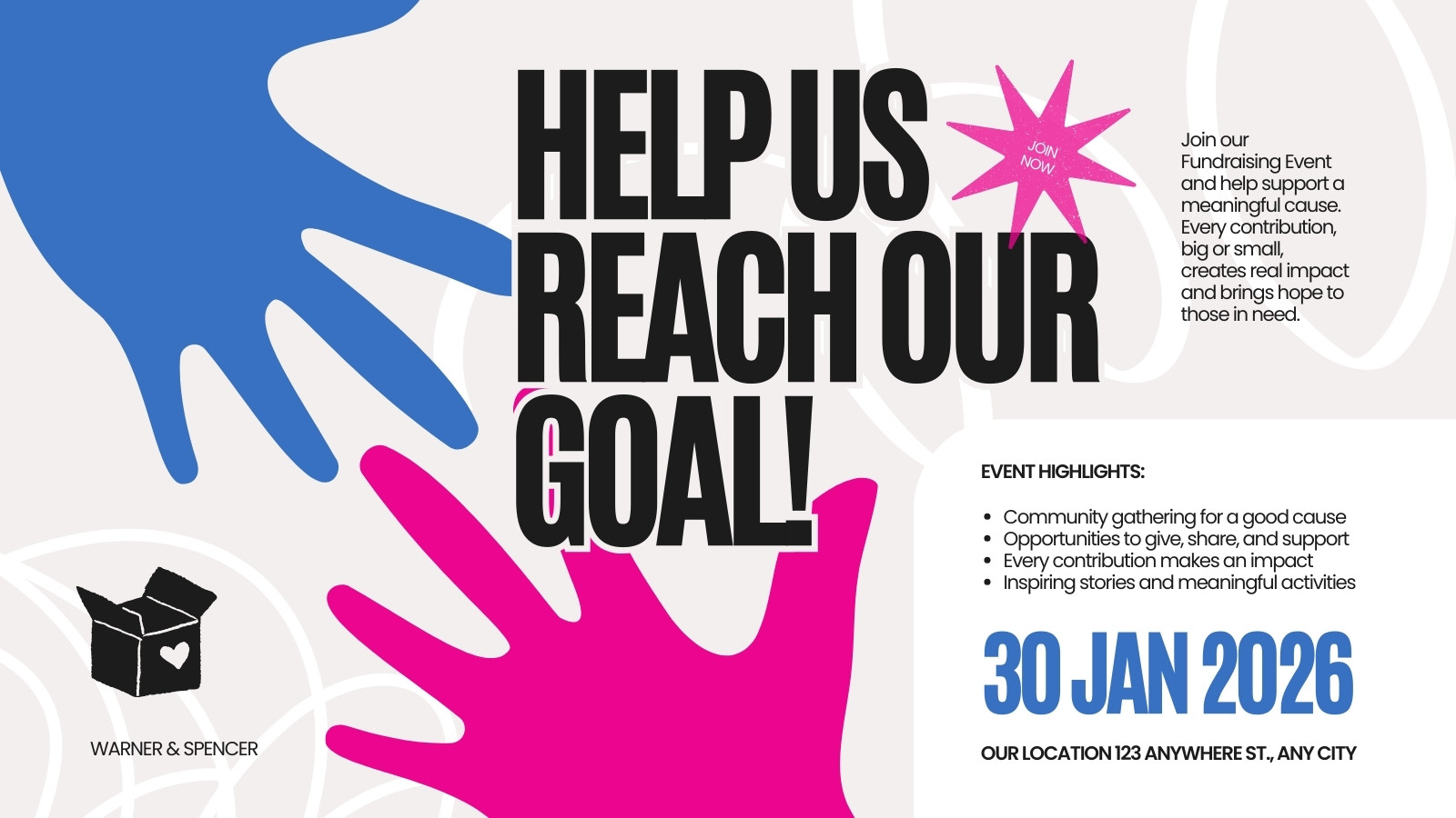 Pink and Blue Playful Fundraising Twitter Post