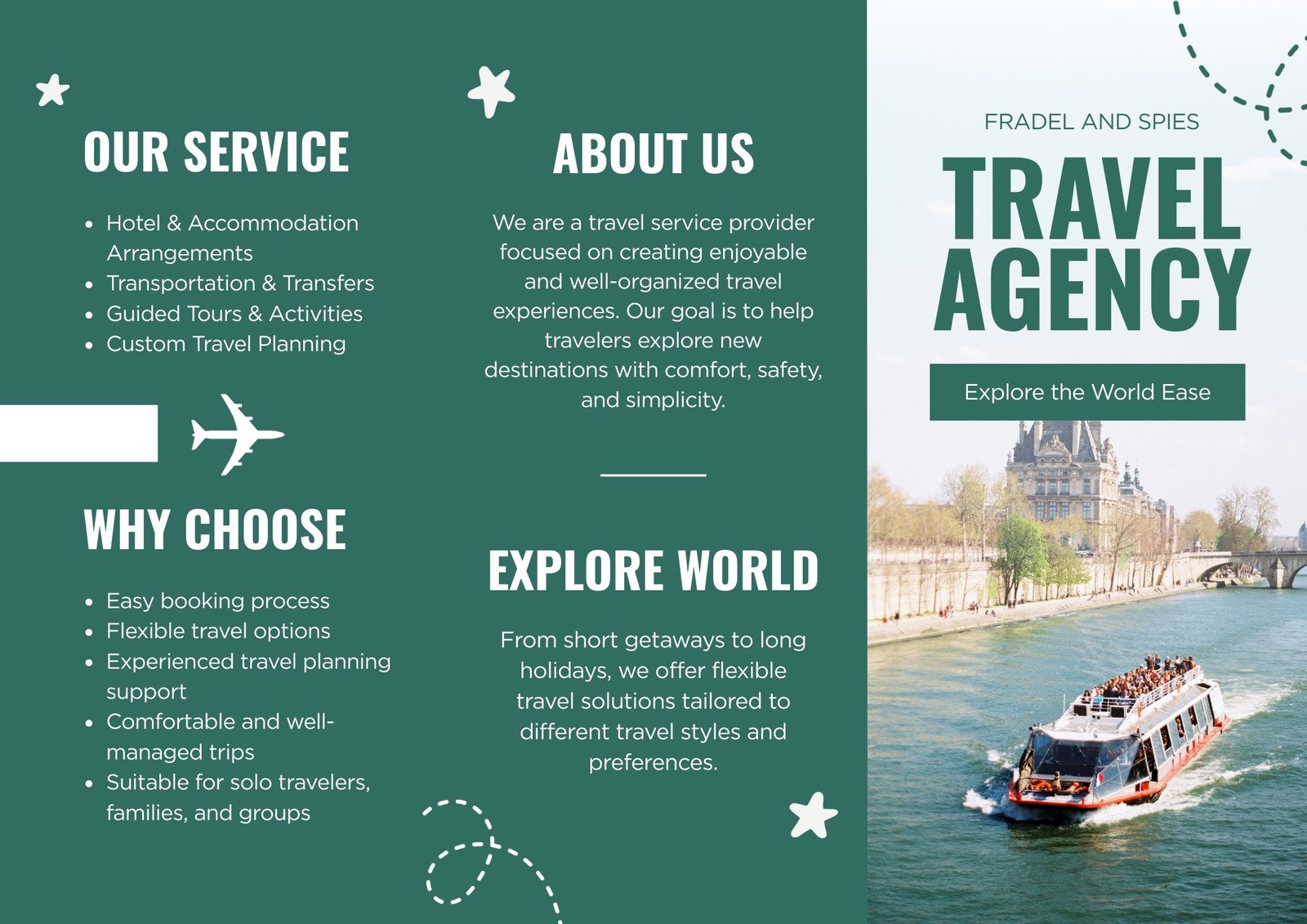 Green and White Modern Travel Agency Trifold Brochure